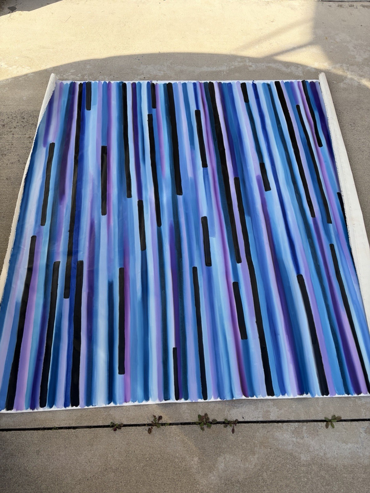 Large Abstract Striped Acrylic Painting Backdrop 61×61 Fredrix Rut Provenance