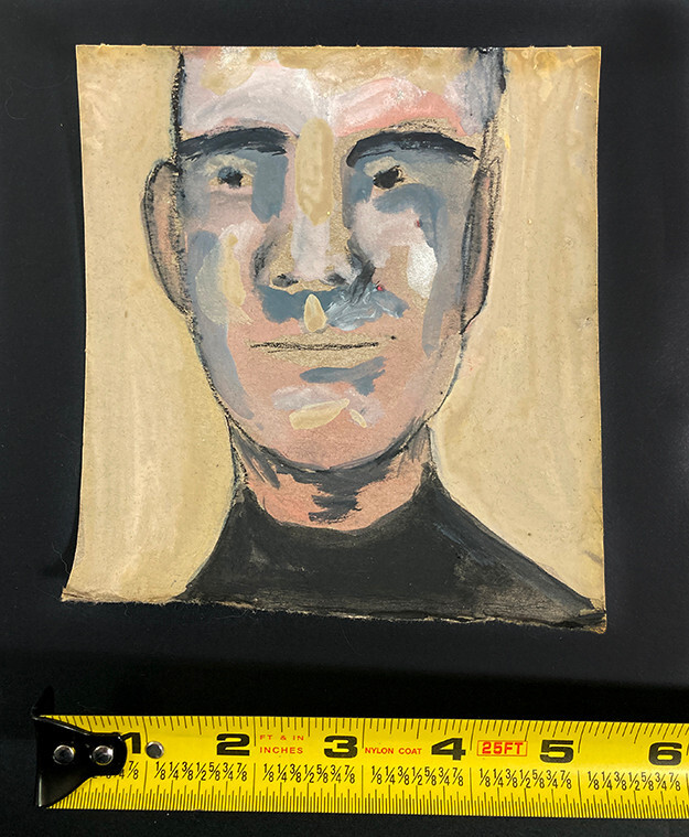 Portrait Painting Original Small Unique Man Naive Outsider Art Miz Katie
