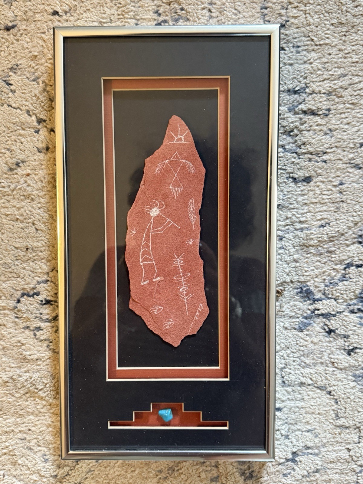 Signed Framed Larry Beck Native American Petroglyph Wall Art Rock