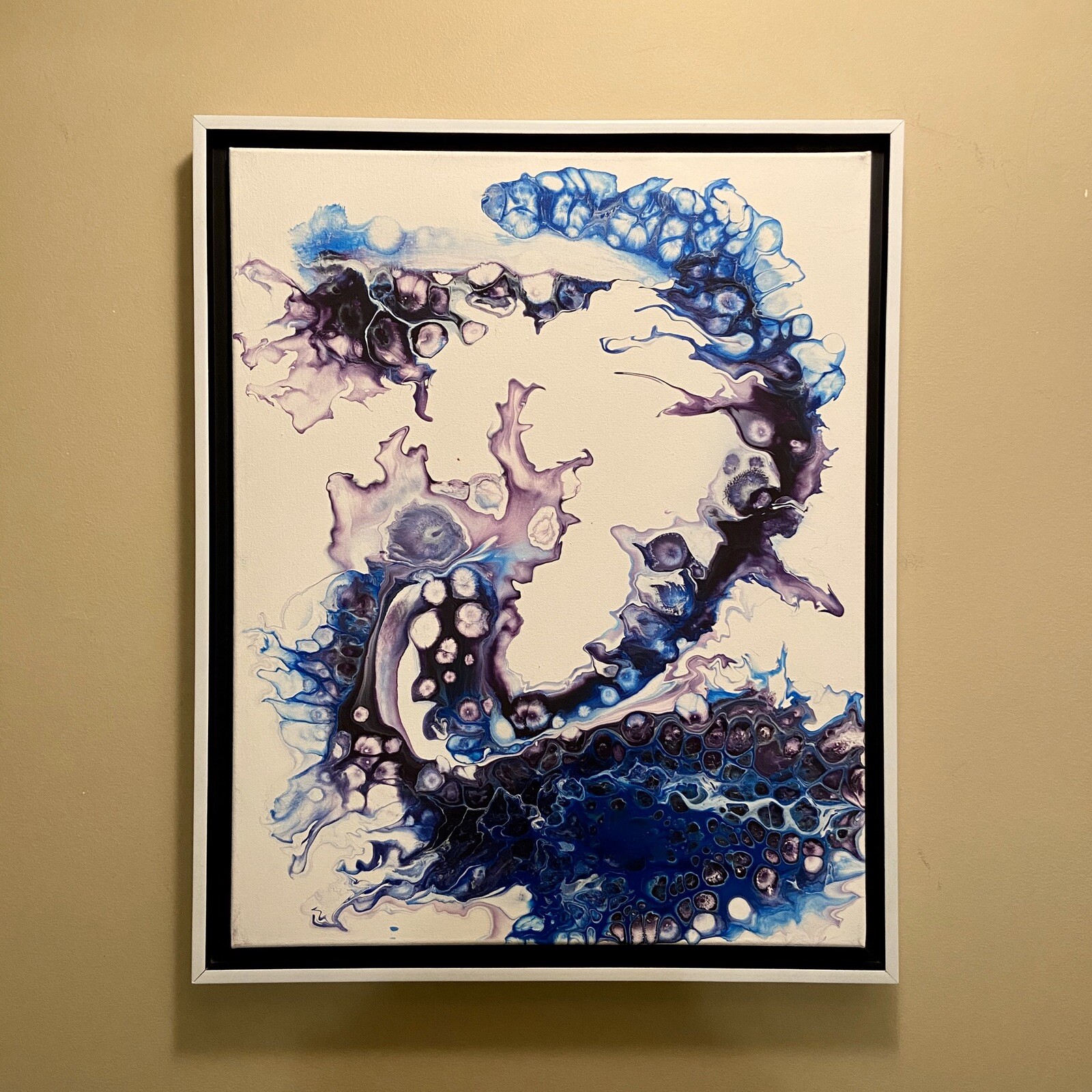 Blue Purple White Abstract original modern acrylic canvas painting | ships free