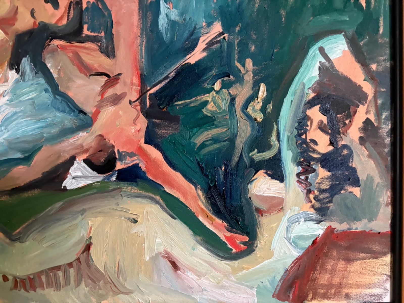 Expressionism Fauvist Figures In Landscape Oil Painting On 18”x24” Canvas BVC