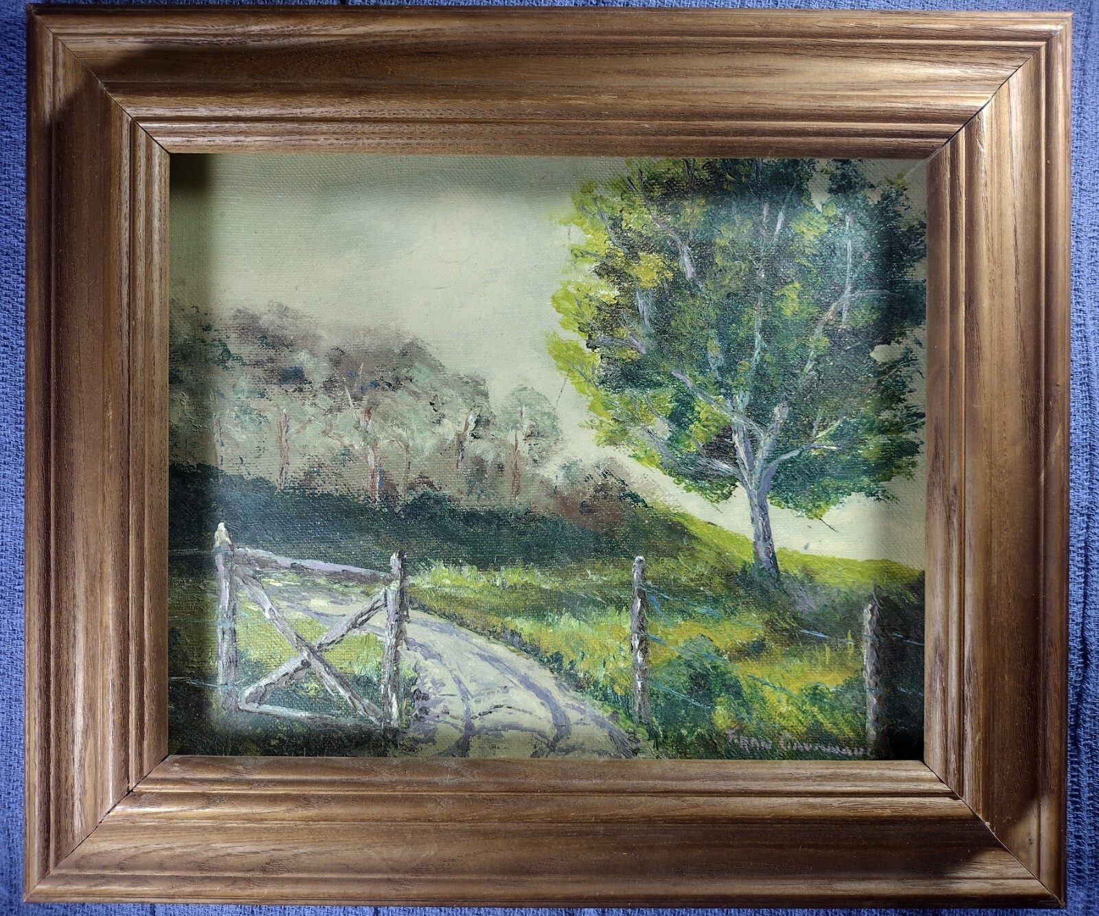 Vintage Original Rural Homestead Oil Painting Signed Fran Cavanaugh