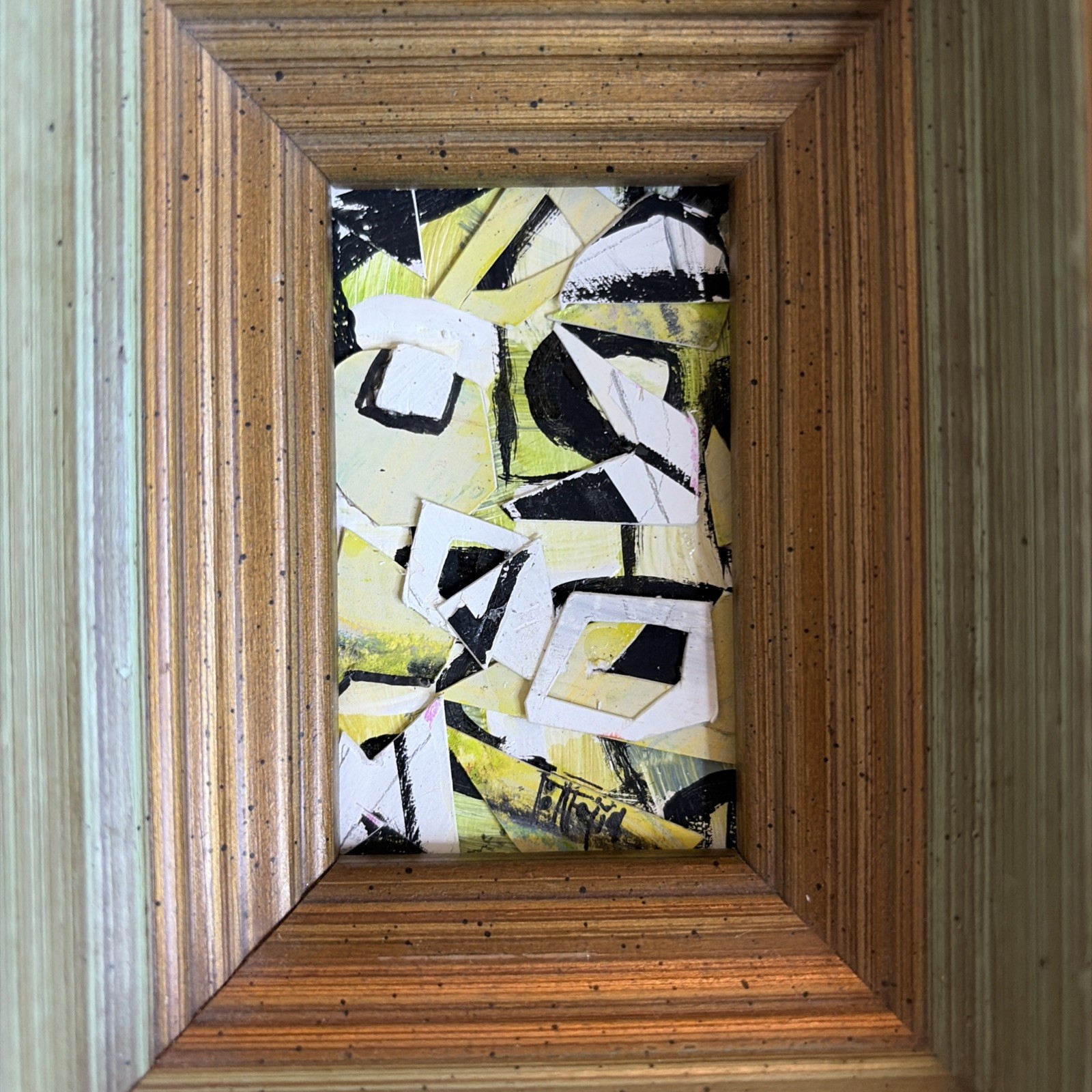 Beto Mejia Miniature Modern Abstract Expressionist Art Painting Collage