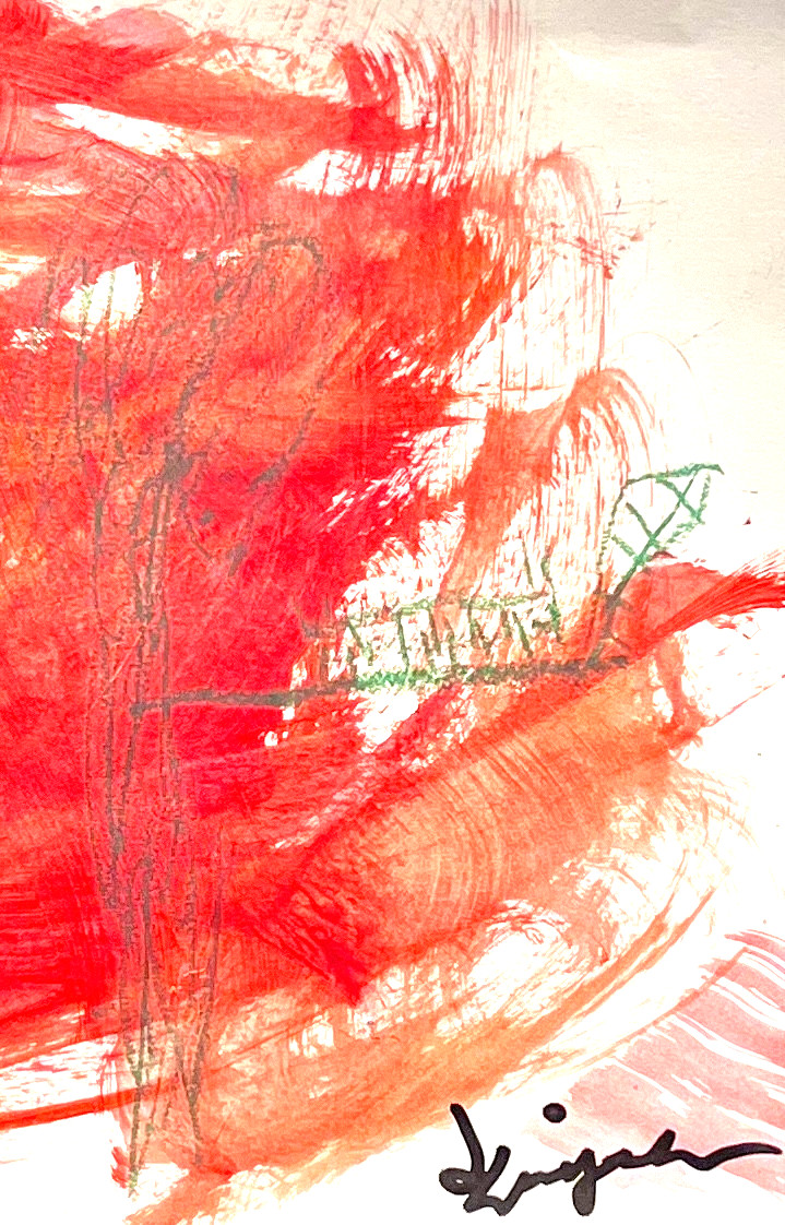 GUAJARDO Original Contemporary Expressionism Caterpillar 9X5 Paper Signed Art