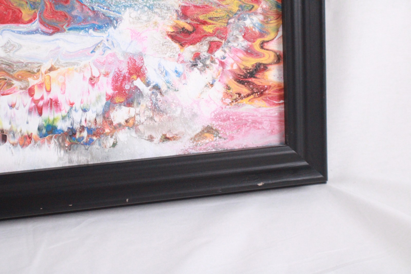 Vintage Colorful Abstract Oil Painting On Canvas Unsigned