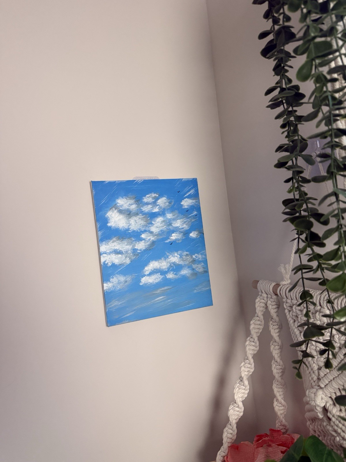 Fluffy Clouds Original Acrylic Painting 8in x 10in