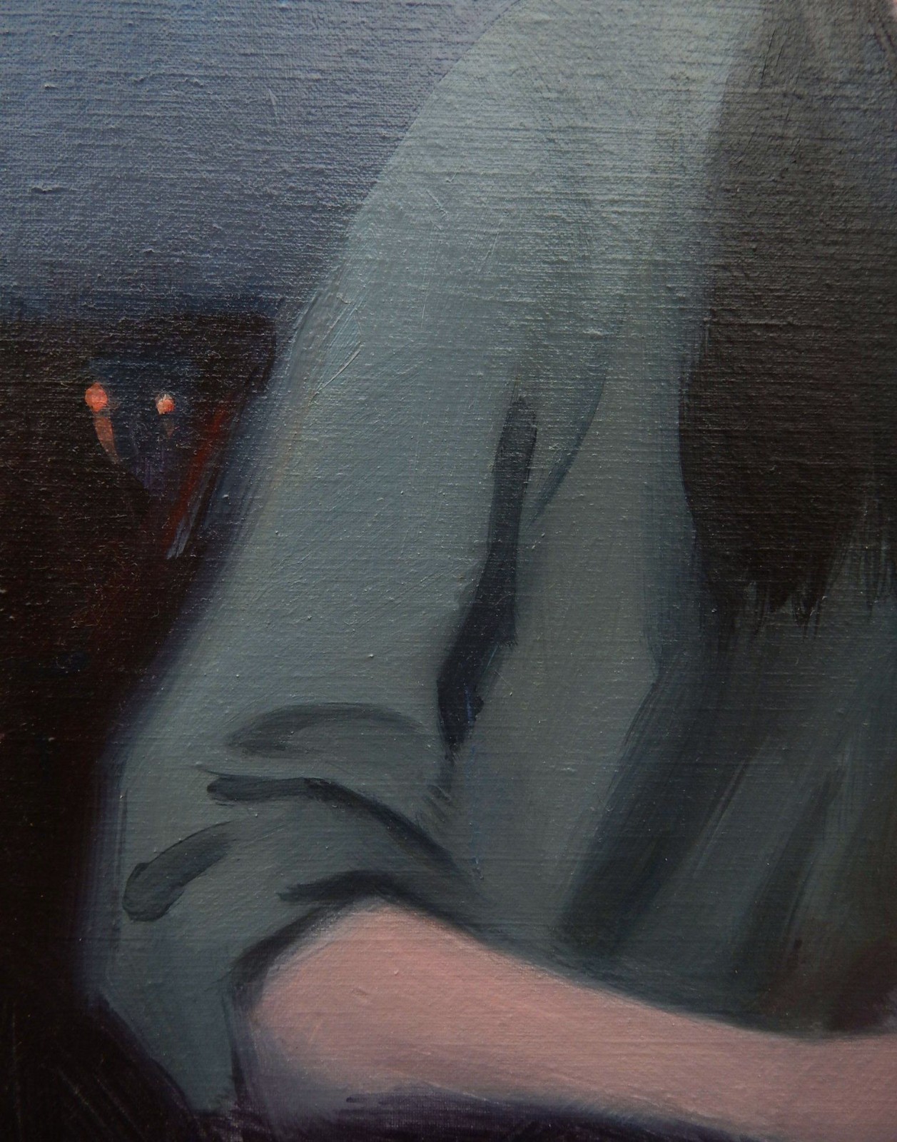 Original Oil Painting Girl in Cafe 20×16″ Signed 2022