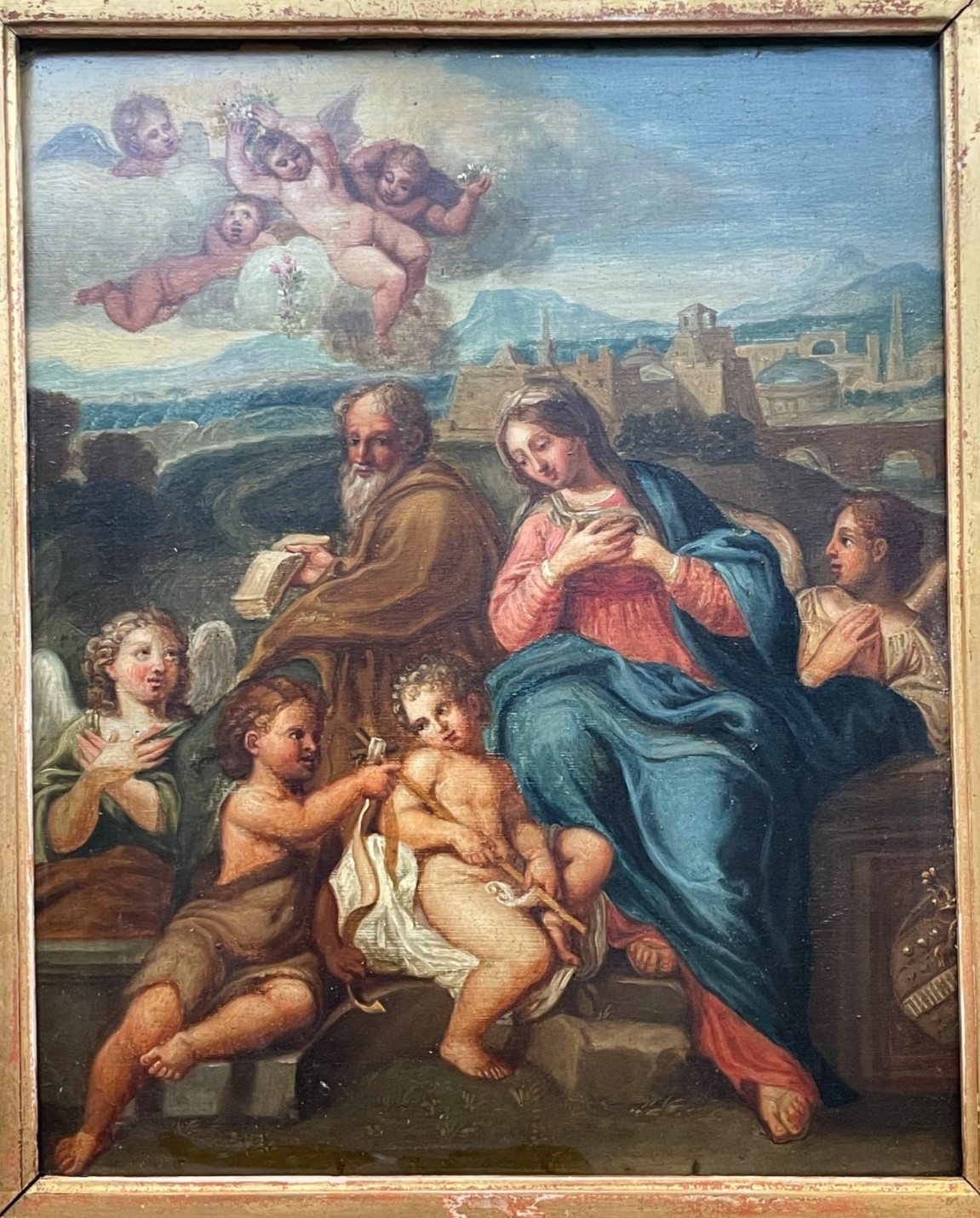 18th CENTURY THE HOLY FAMILY – MARATTA – SUBLIME ANTIQUE OLD MASTER OIL PAINTING