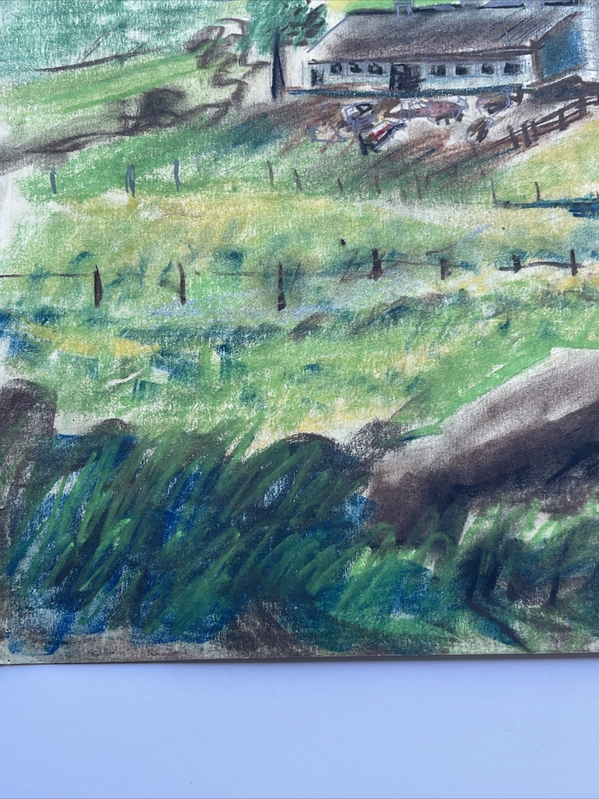 MID CENTURY DRAWING FAMOUS JO CAIN American Antique Wpa REGIONALISM Landscape