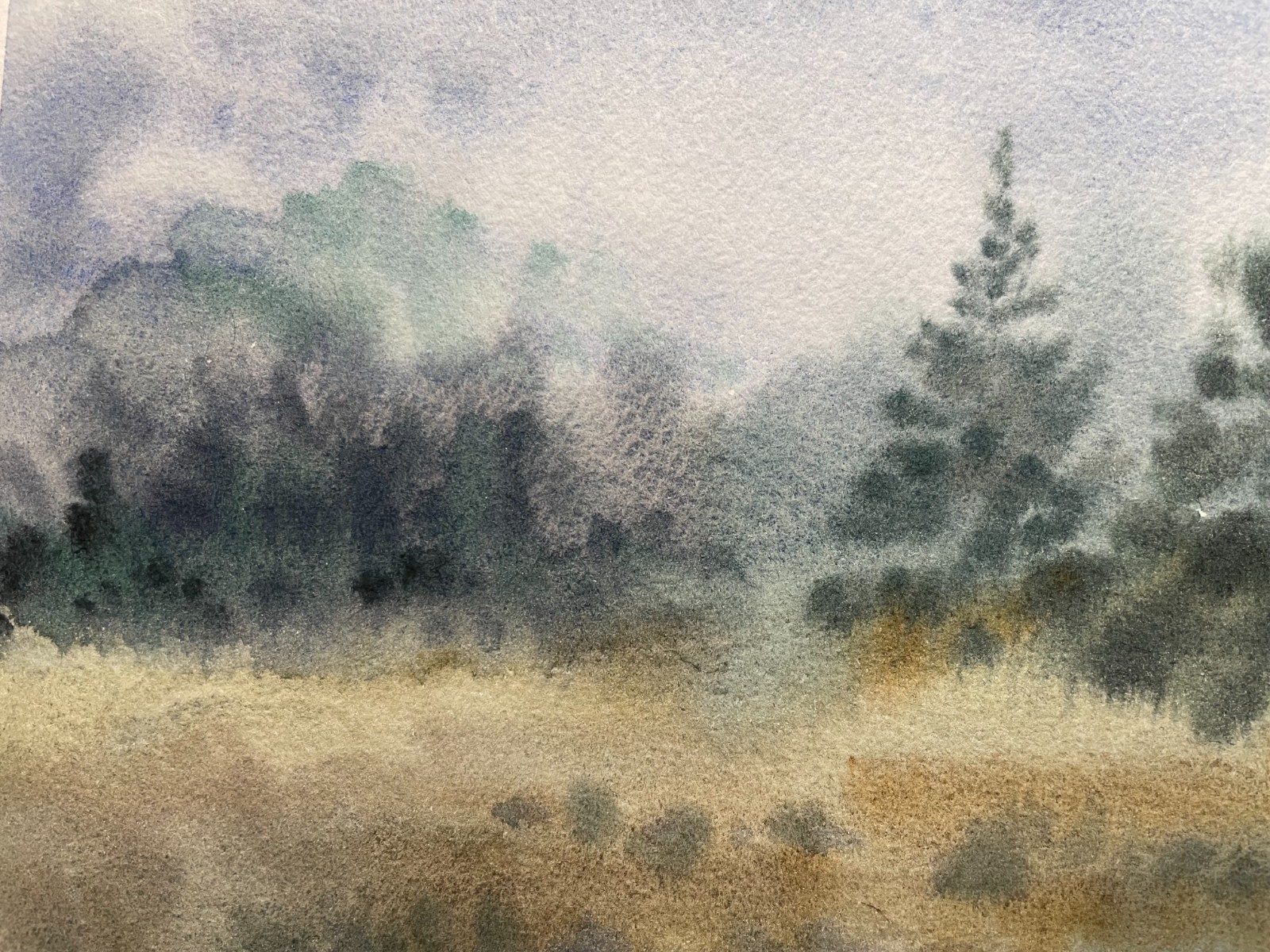 Original Abstract Watercolor Painting Landscape Nature – 5×7 in – NEW