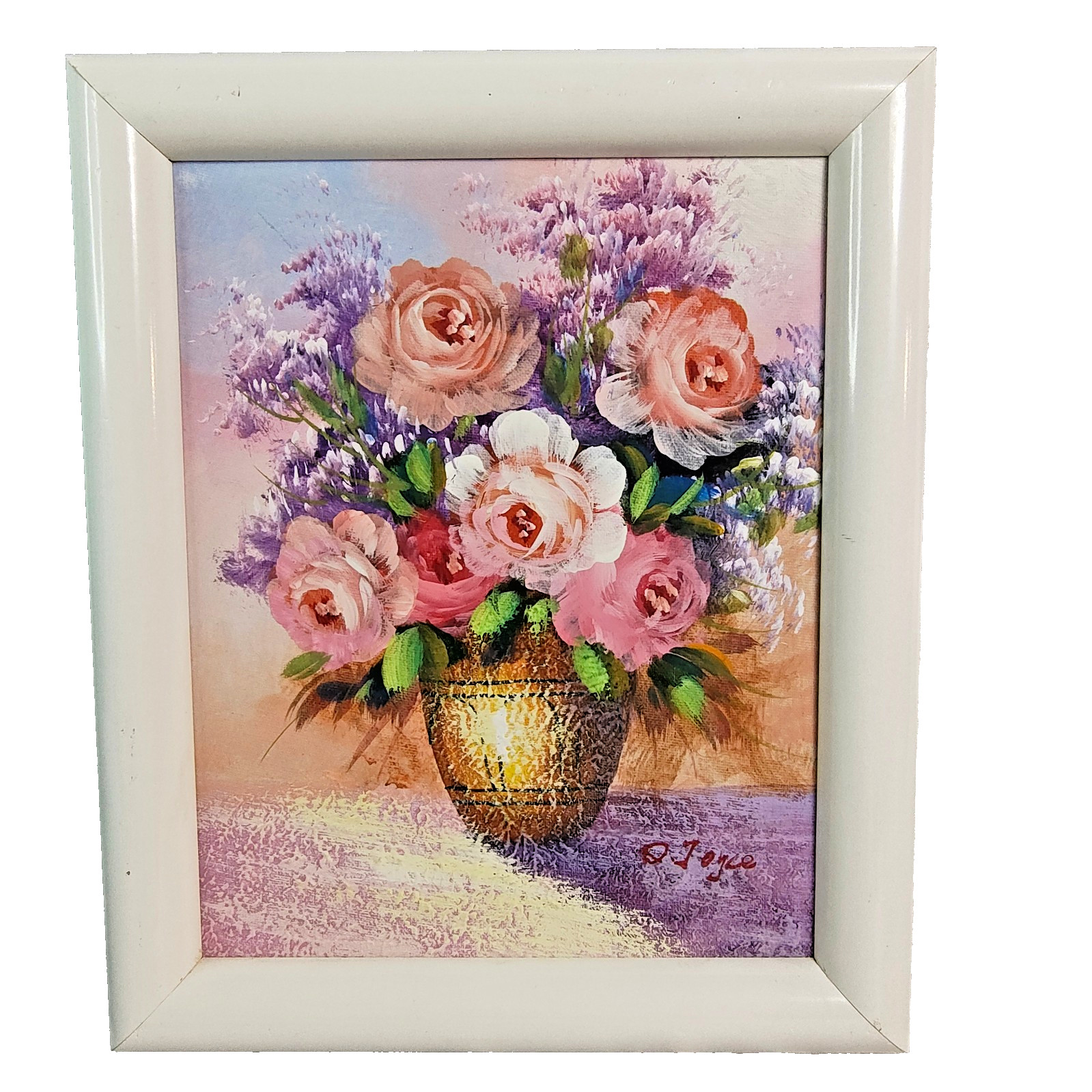 Vintage Traditional Floral Still Life Painting Framed Signed D Joyce Cottagecore