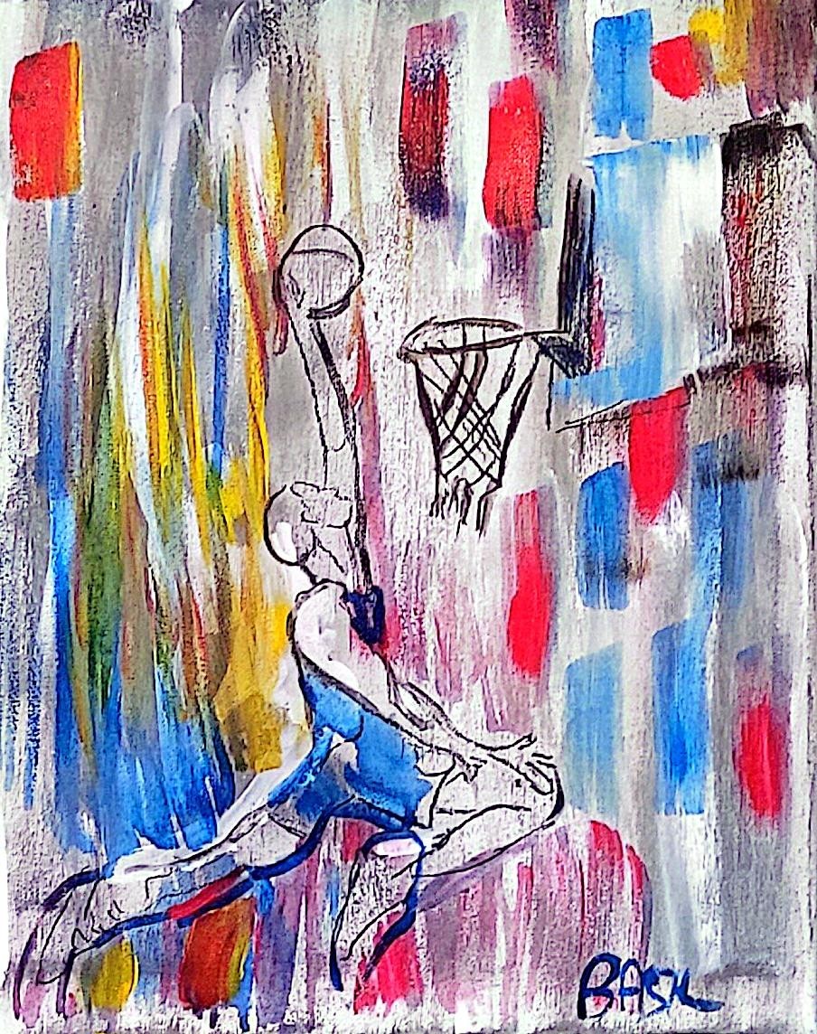Basketball Dunk Contemporary Expressionist Original Painting.