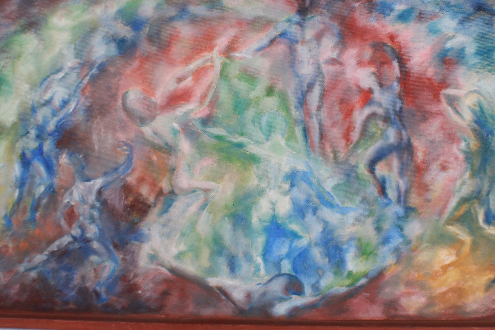 Abstract Figures Mid Century Oil Painting On Board Signed M Schwalb-Mansour 1963