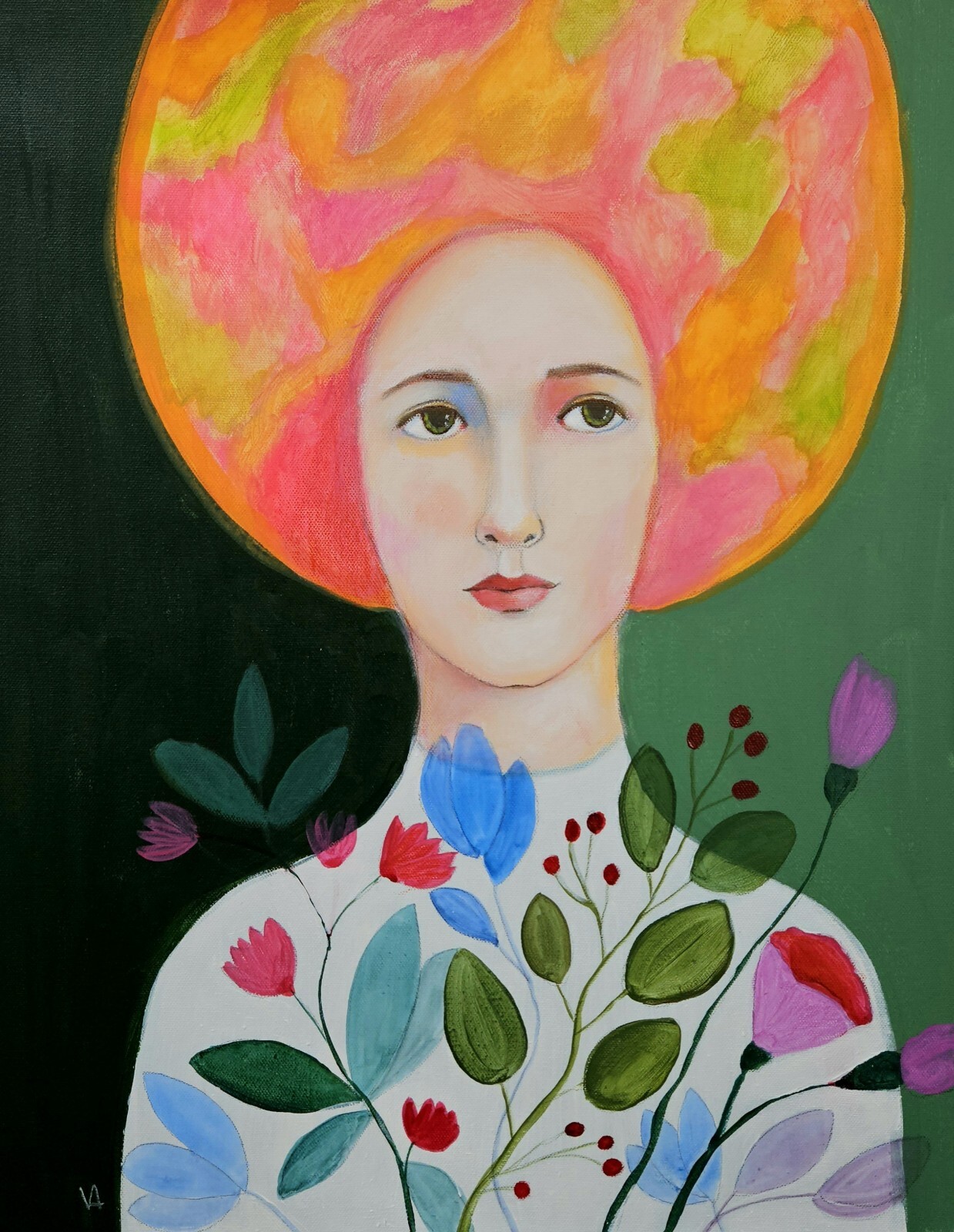 Painting Portrait Original Woman Beautiful GALLERY WRAPPED CANVAS 20x16X1.5
