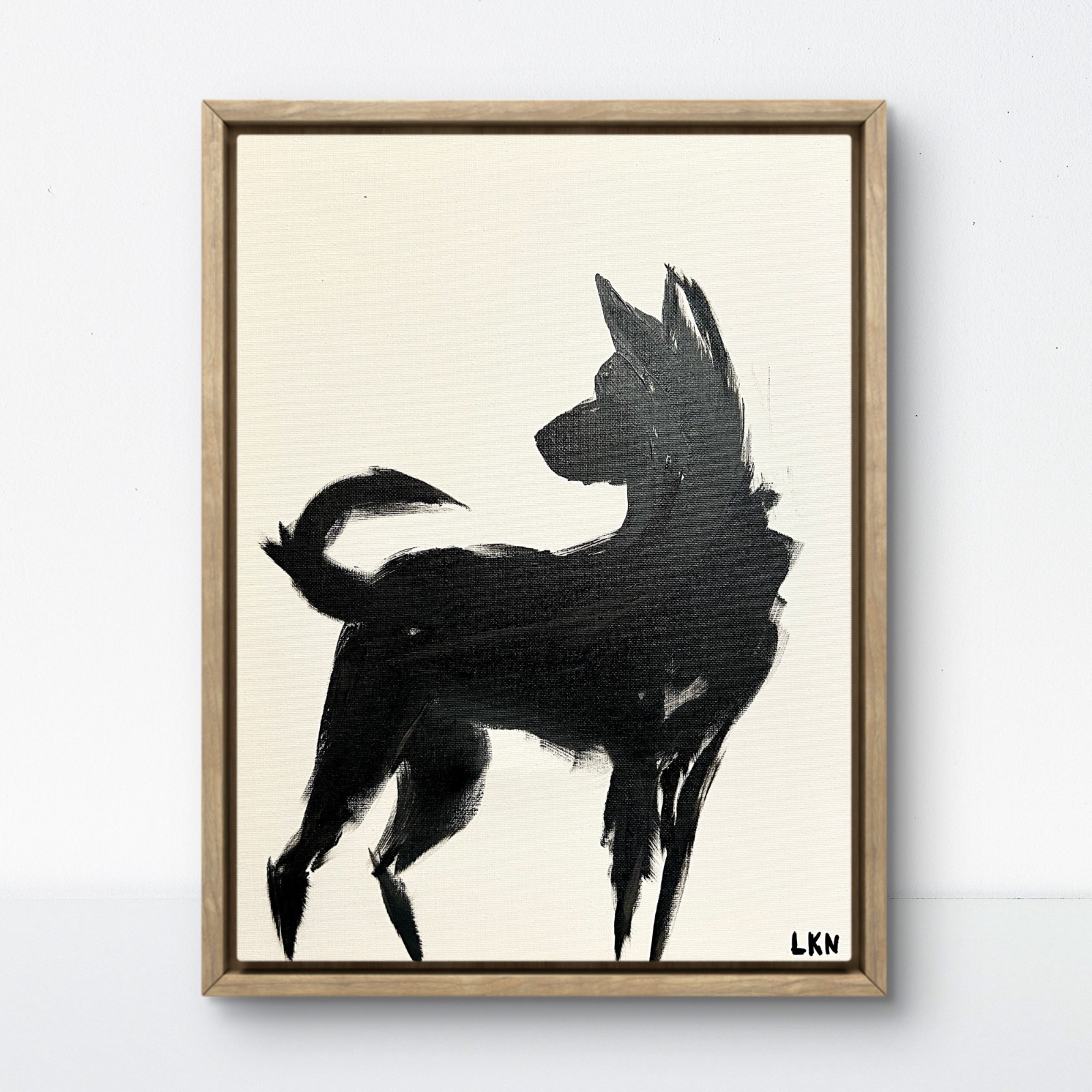 Laeknapes Abstract Art 12X16 Canvas Expressionist Monochromatic German Shepard