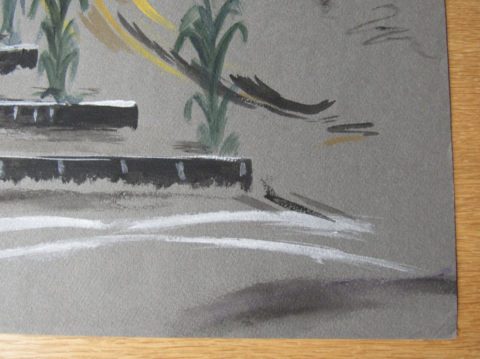 Opera Decor Gouache Drawing Signed by Jacques André Brégère set design painting