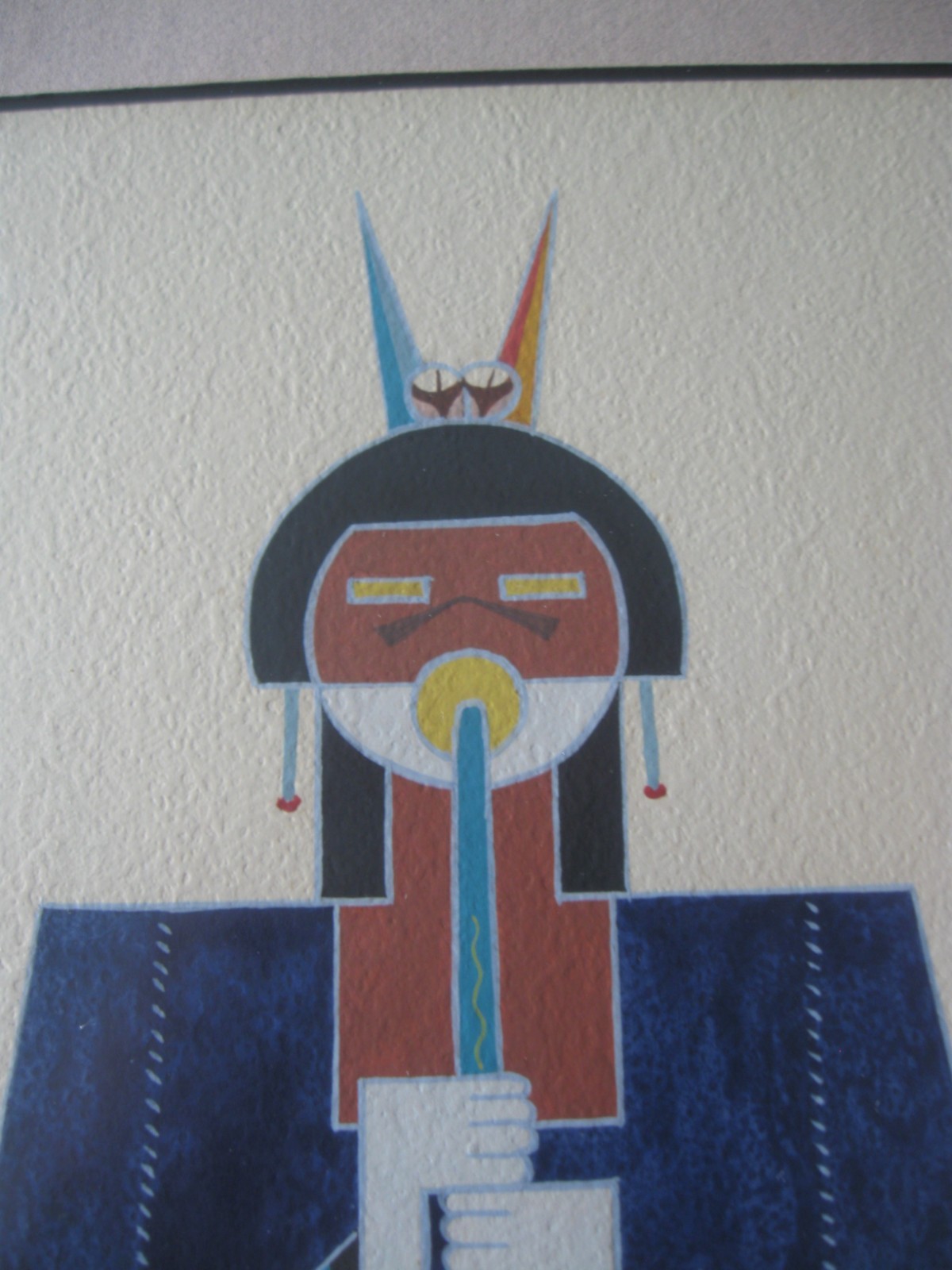 Native American Cochiti Manuel Chavez «OW U TE WA» Flute Dancer painting 1964