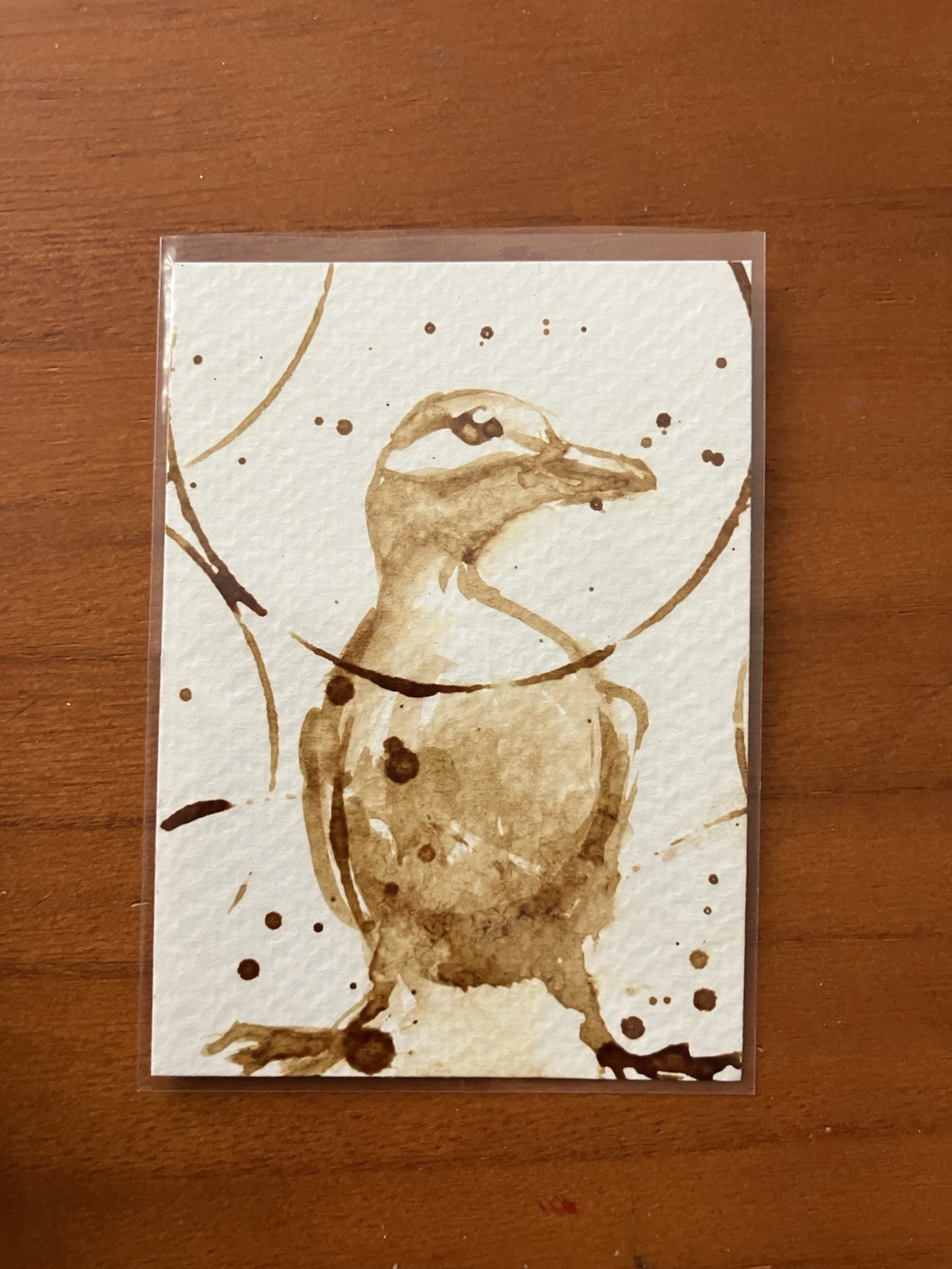 Original Coffee Duck Painting ACEO Western ATC Farm Miniature Realism Art Gift