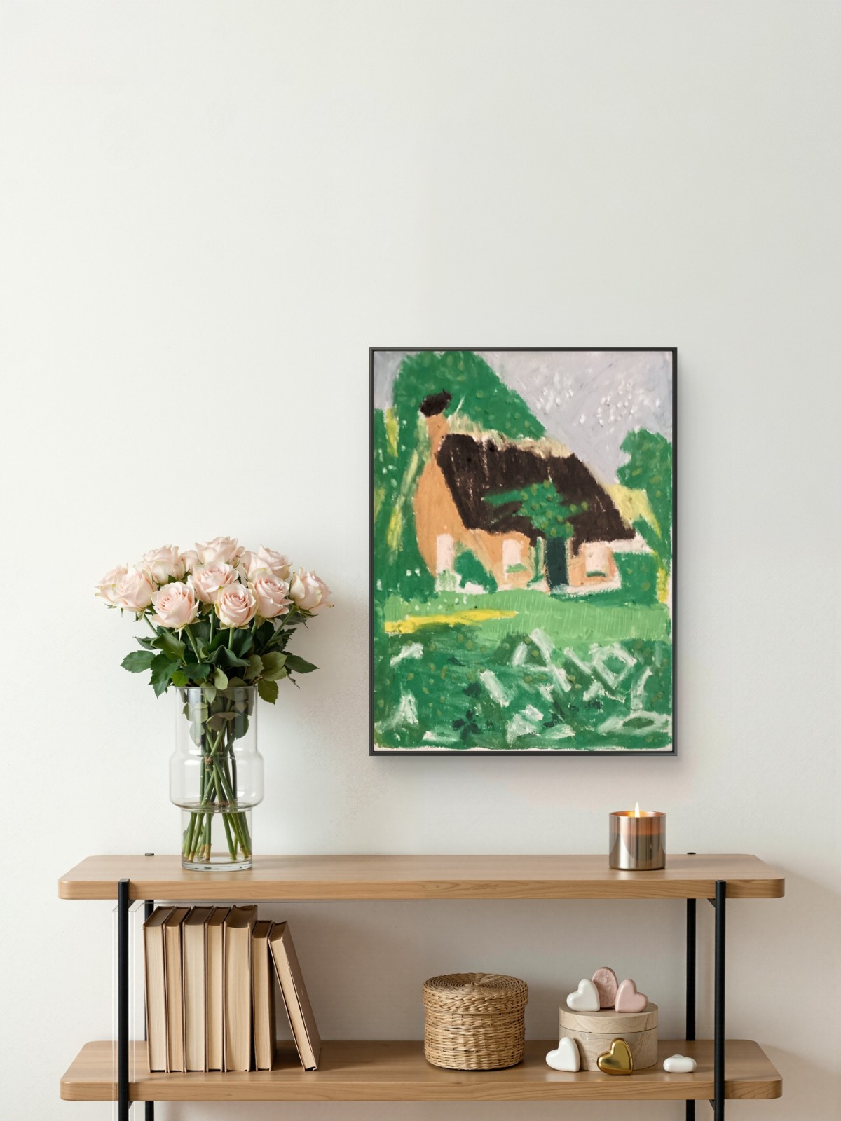 House Nature Architecture Abstract Landscape Original 11×14 Canvas Wall Art