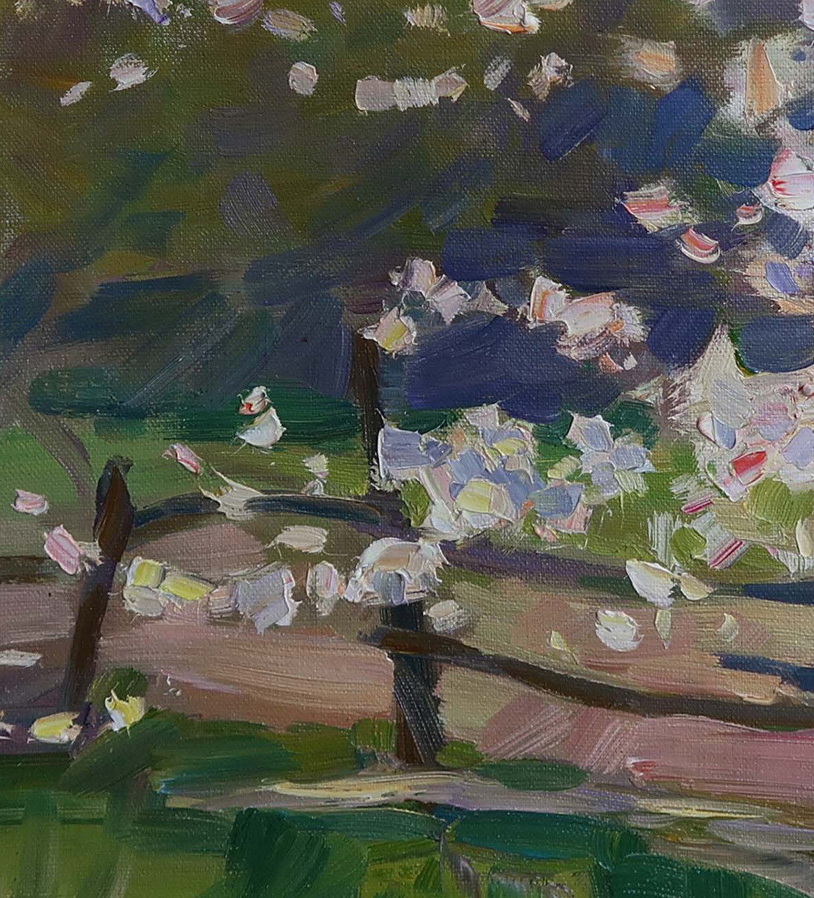 Oil painting Garden Ukrainian painter Canvas Decor Unframed original landscape