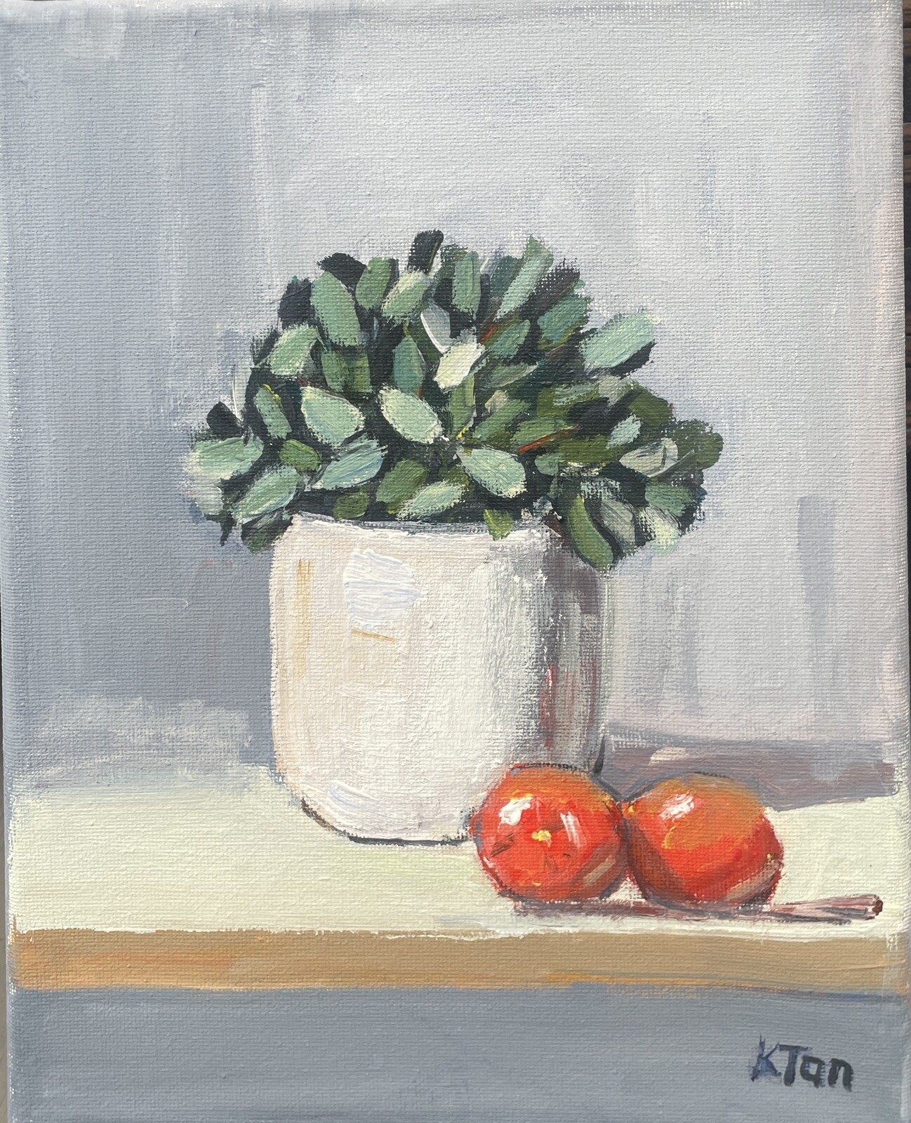 Karentanart Stilllife Acrylic Painting -8”x 10” – Boxwood And Mandarins