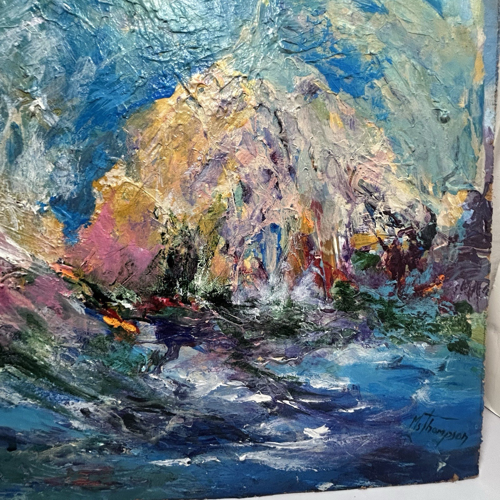 1986 Original Mary Thompson Abstract Modern Art Painting Acrylic Impasto Vintage