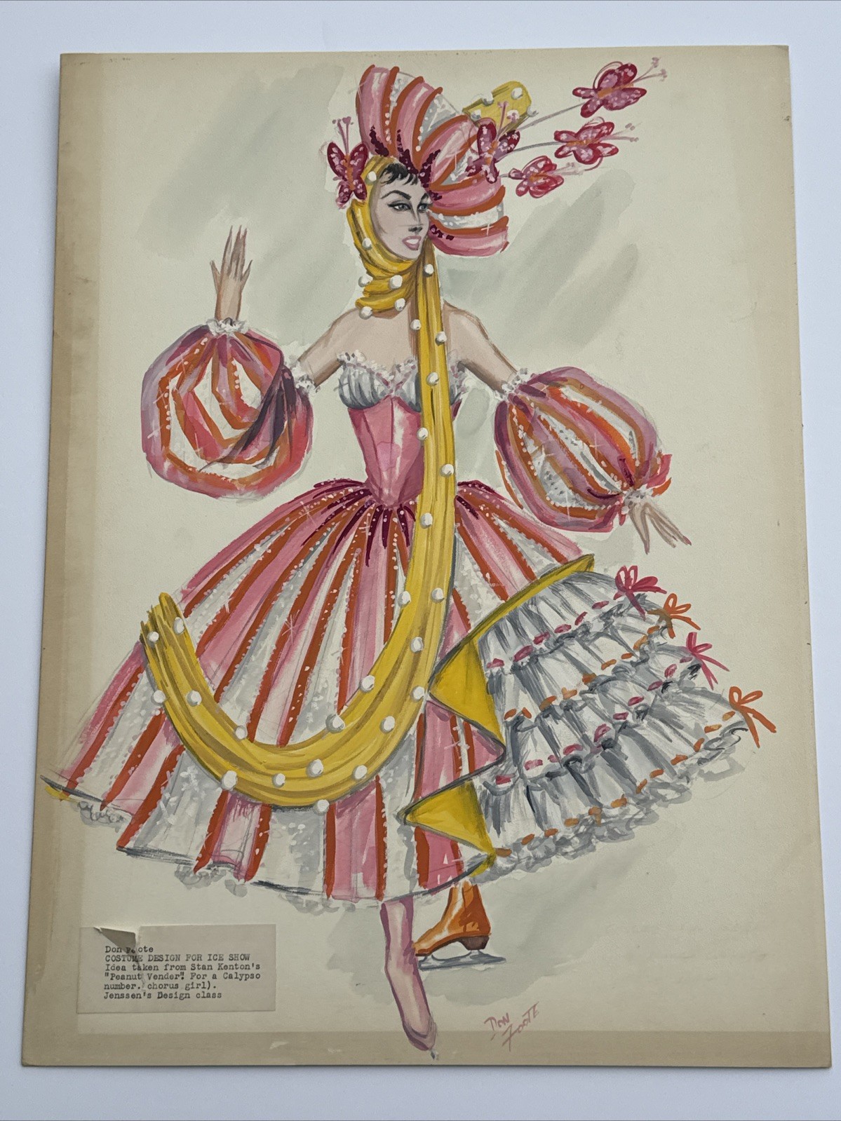 MID CENTURY PAINTING FASHION DESIGN DRESS ILLUSTRATION DON FOOTE LISTED FAMOUS