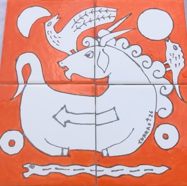 Nelson Curras 12×12 in Ceramic tile 2026 cuban american artist folk art