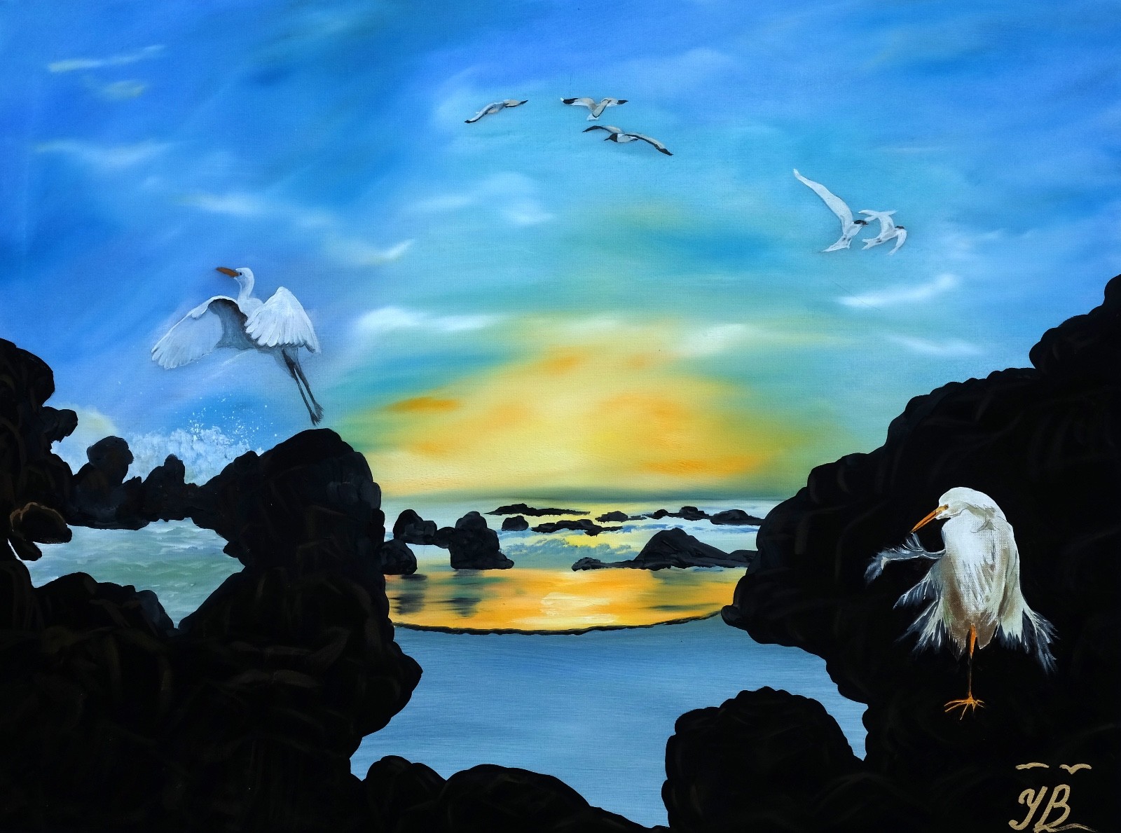Art, Painting, «Bird Heaven 2″ – giclee on canvas 22″ x 30» Yelena Berzon