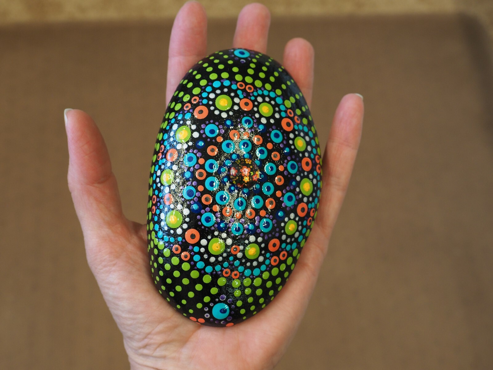 Handpainted Mandala Stone Peace Zen Healing Art Hippie Yoga Meditation Gift Rock