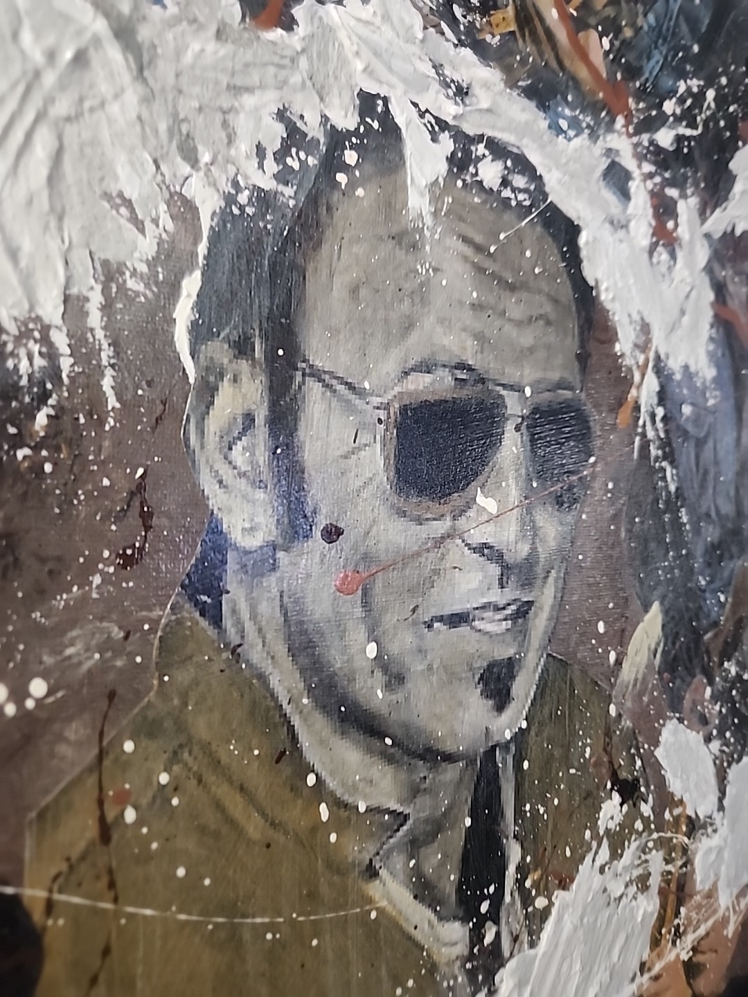 Bruce Springsteen Collage Art Painting Canvas, Signed by Artist, 18×24 Unframed