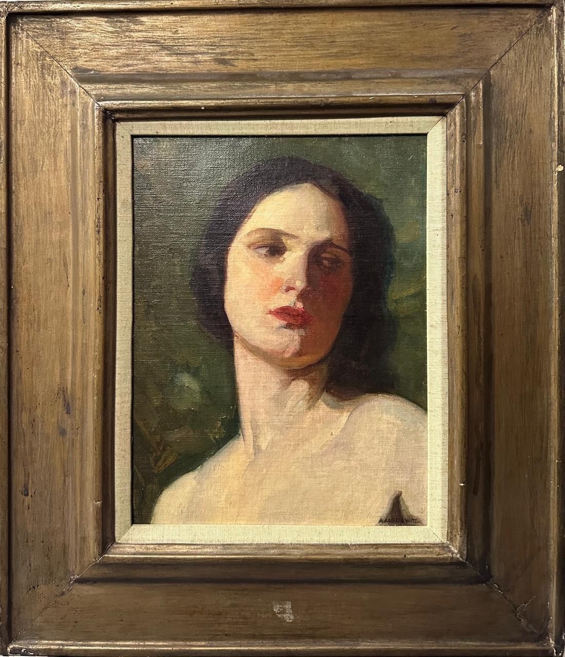 John Henry Amshewitz (1882-1942) : Study Of A Young Lady , Oil On Canvas ,Signed