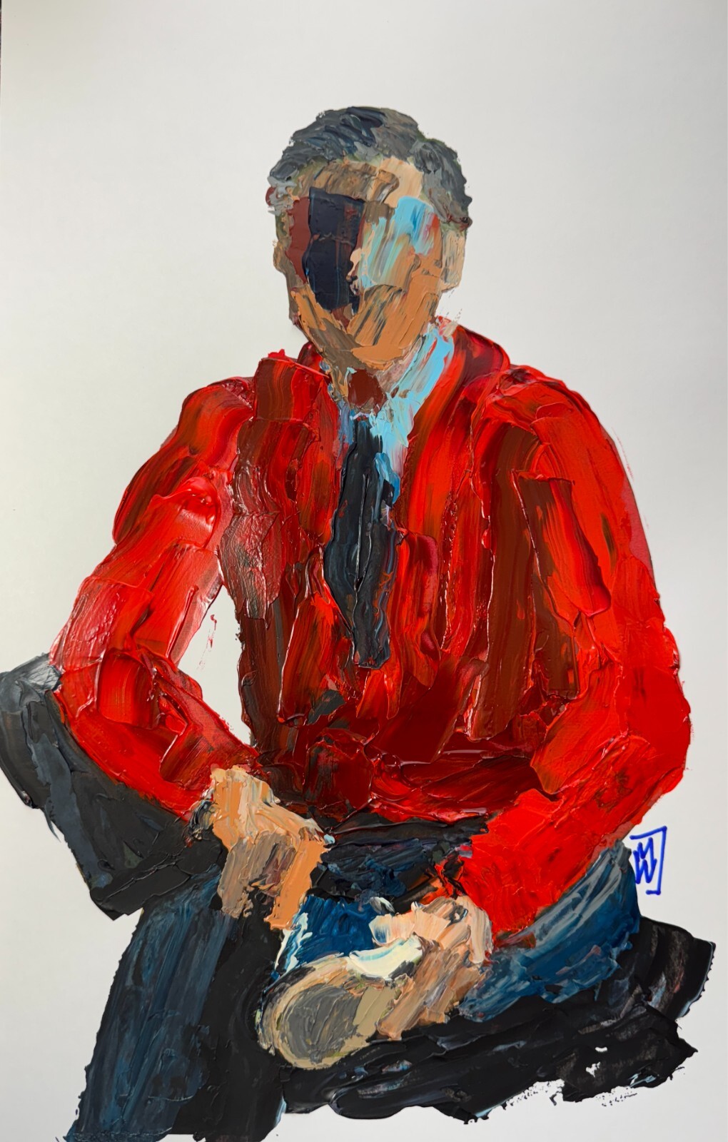 Abstract Mr. Rogers Red Sweater Contemporary Portrait Pop Wall Art Original 17″