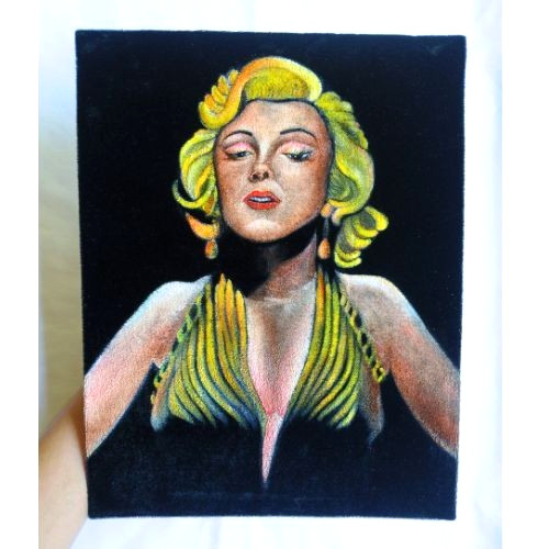 Marilyn Monroe Black Velvet UV Paint & Acrylic Original Paint 8.5×11 Art NEW