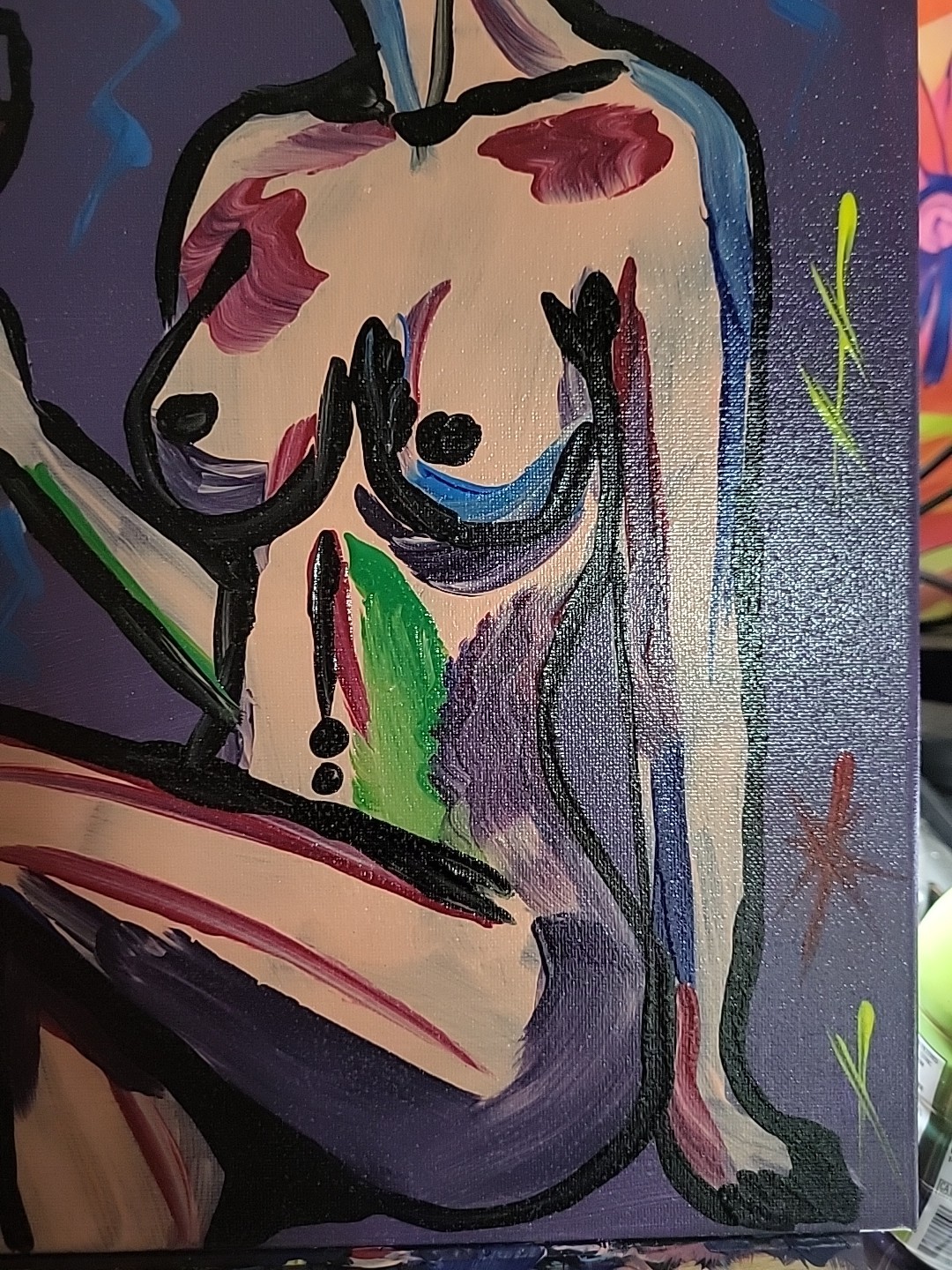 Expressionism NUDE FINE ART COLLECTIBLE WINE WOMAN PORTRAIT Canvas 12×16