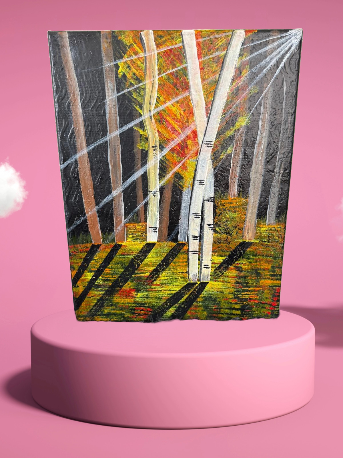 Forest Illumination: Sunbeams Through Birch Trees
