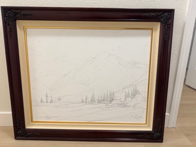 One of a kind Thomas Kincade Pencil Sketch of Jobs with artists pencil and COA