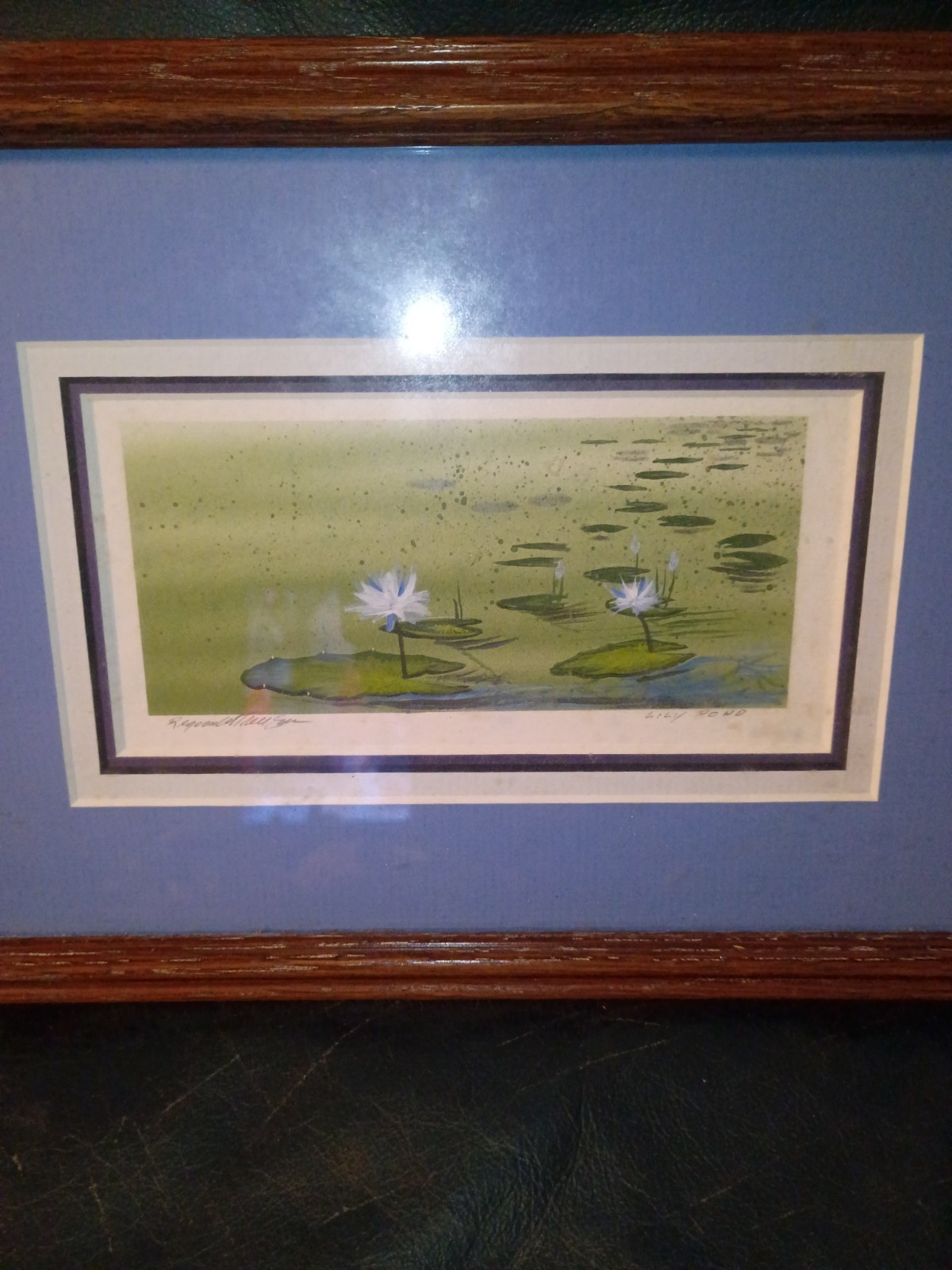 «Lily Pond» Original Miniature Watercolor Art Signed Reginald TREVISAN WaterLily