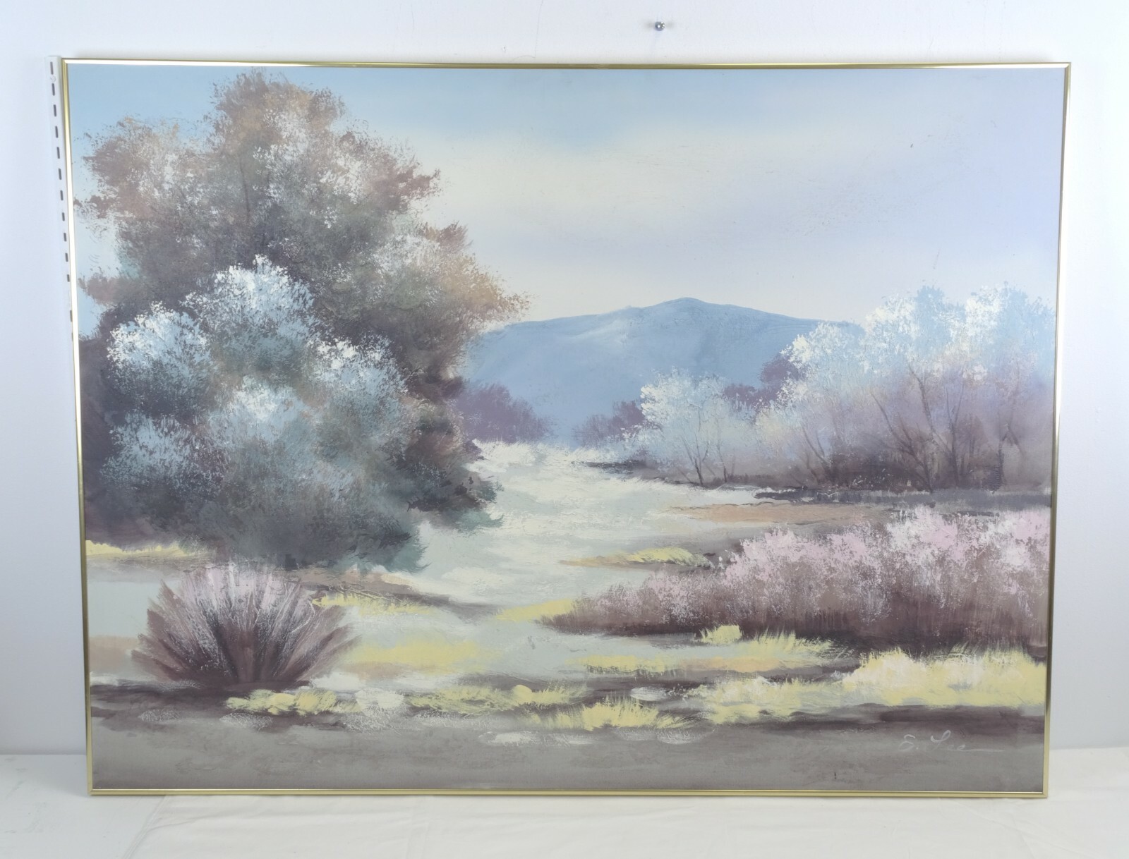 Vintage Mountain Landscape Oil Painting On Canvas Windsor Art 1989 Signed E Lee