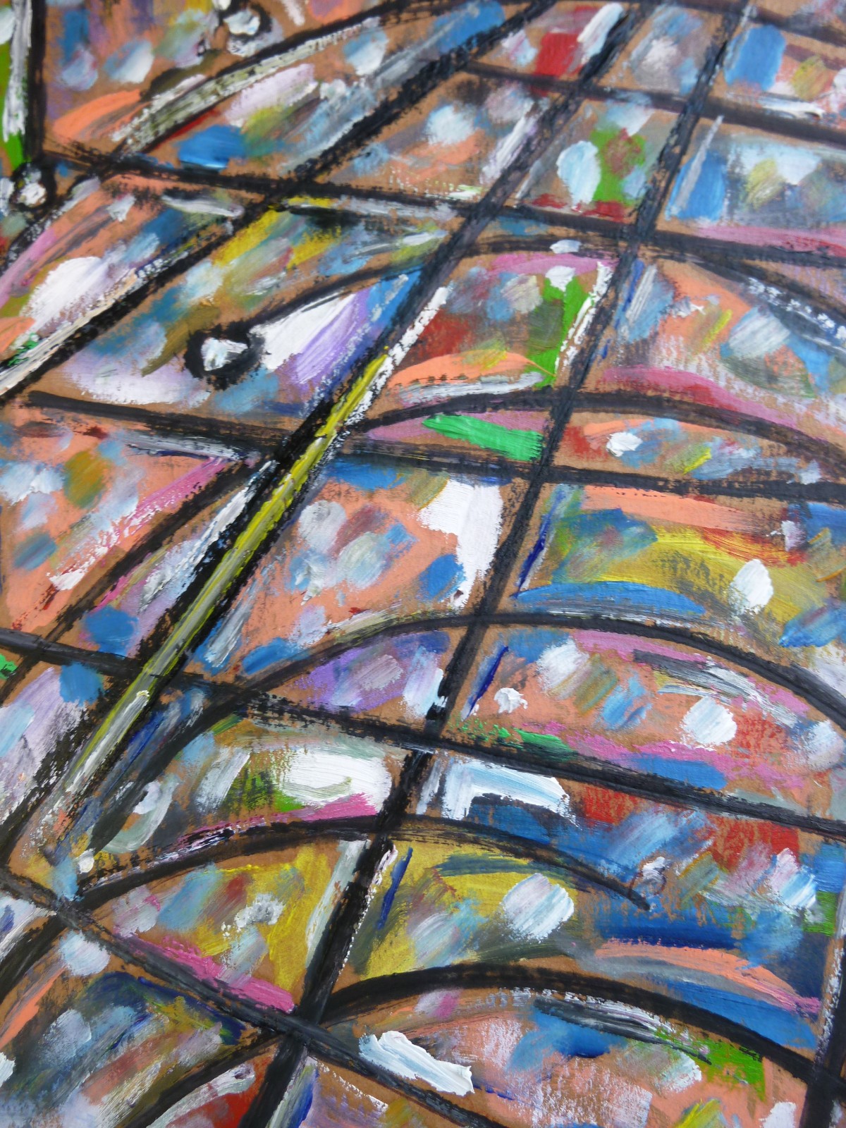 LAUGHING IN THE RAIN card panel original abstract 8×10 oil painting by Crowell