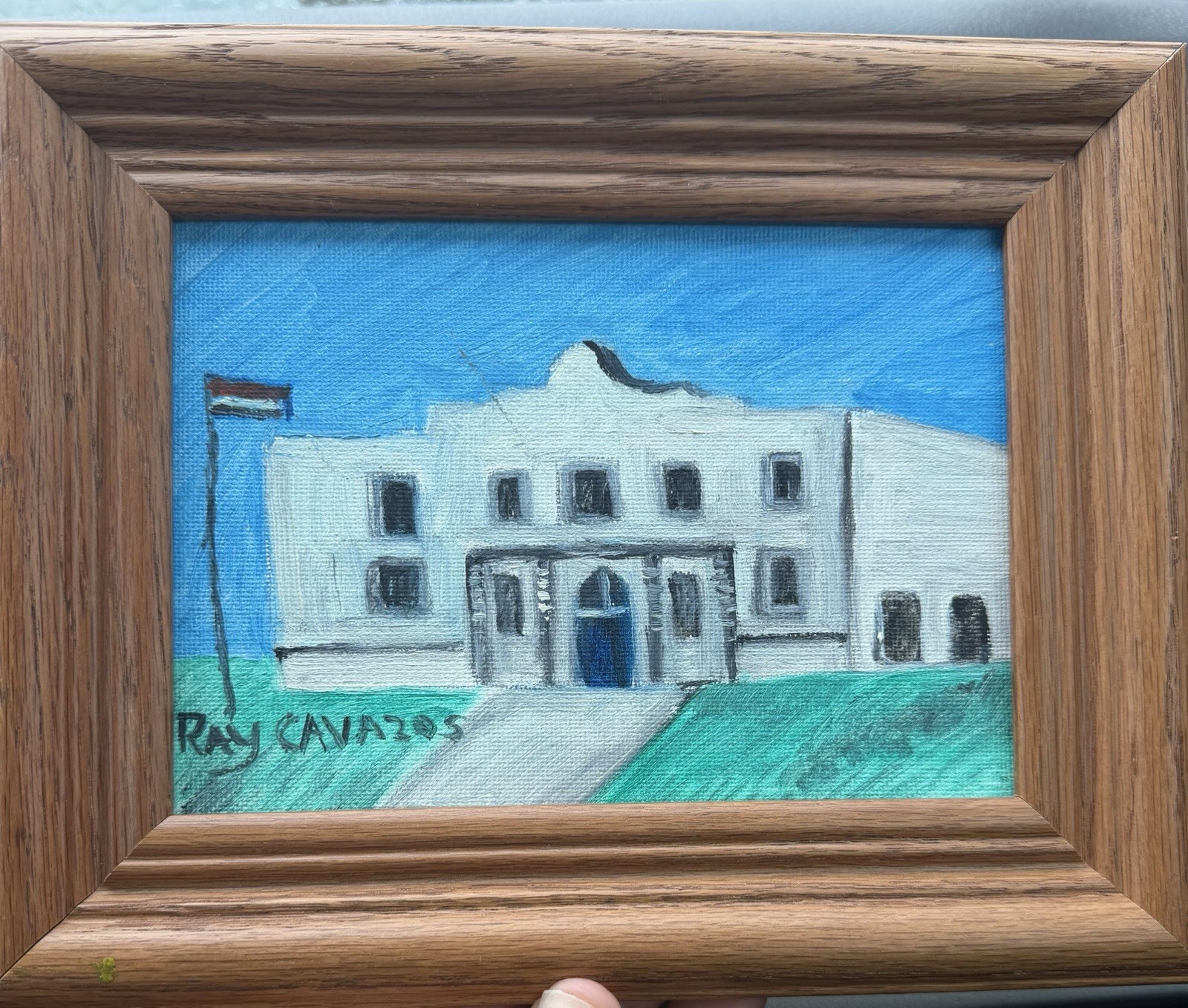 The Alamo Original Acrylic Painting 12×12 Signed Ray Cavazos San Antonio Texas