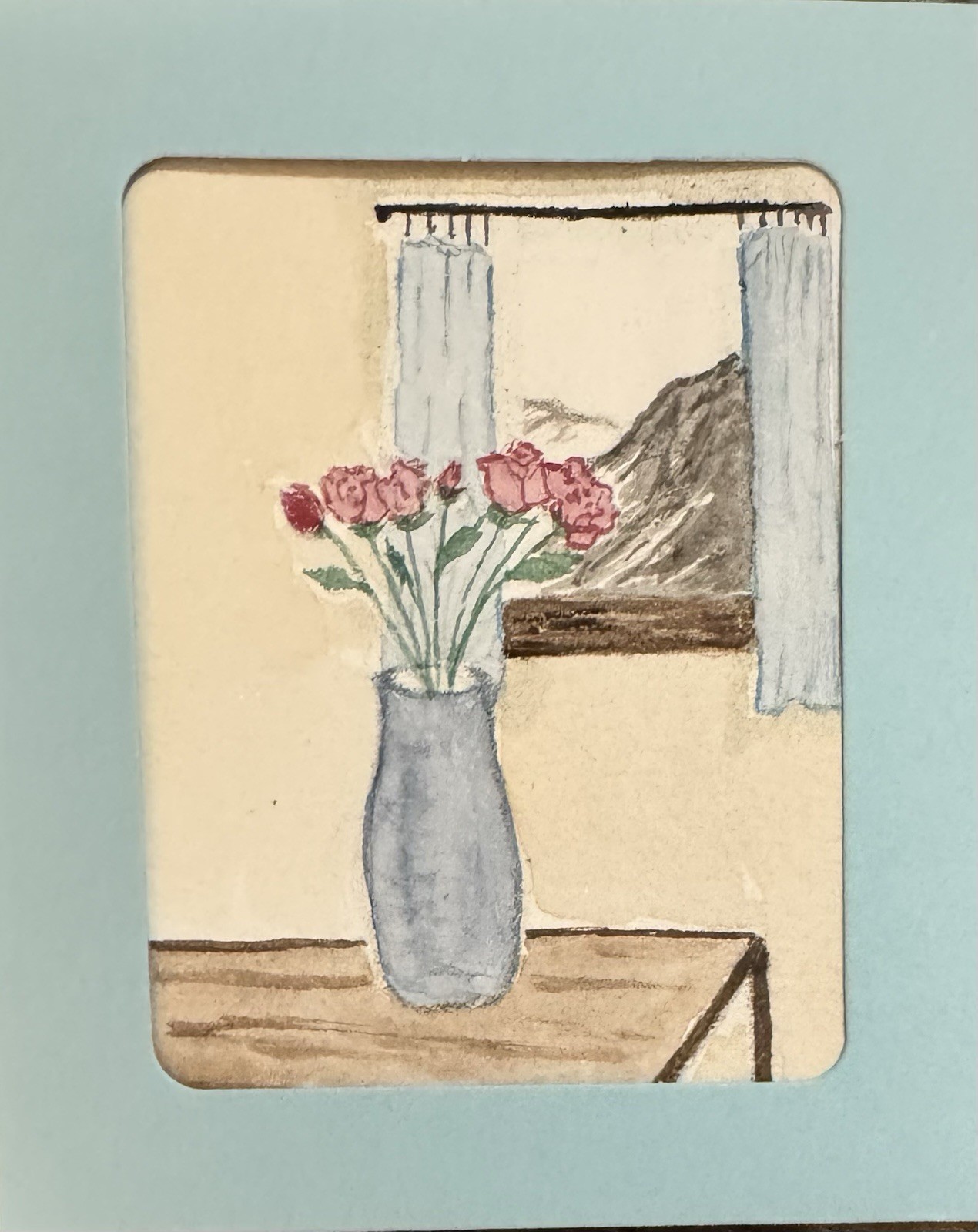 “A Bouquet With A View” ACEO Watercolor Features Still Life