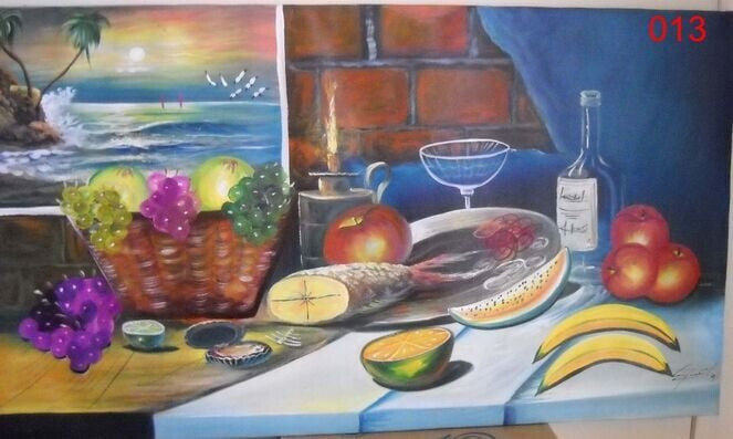 Still Life Fruit with Ocean view