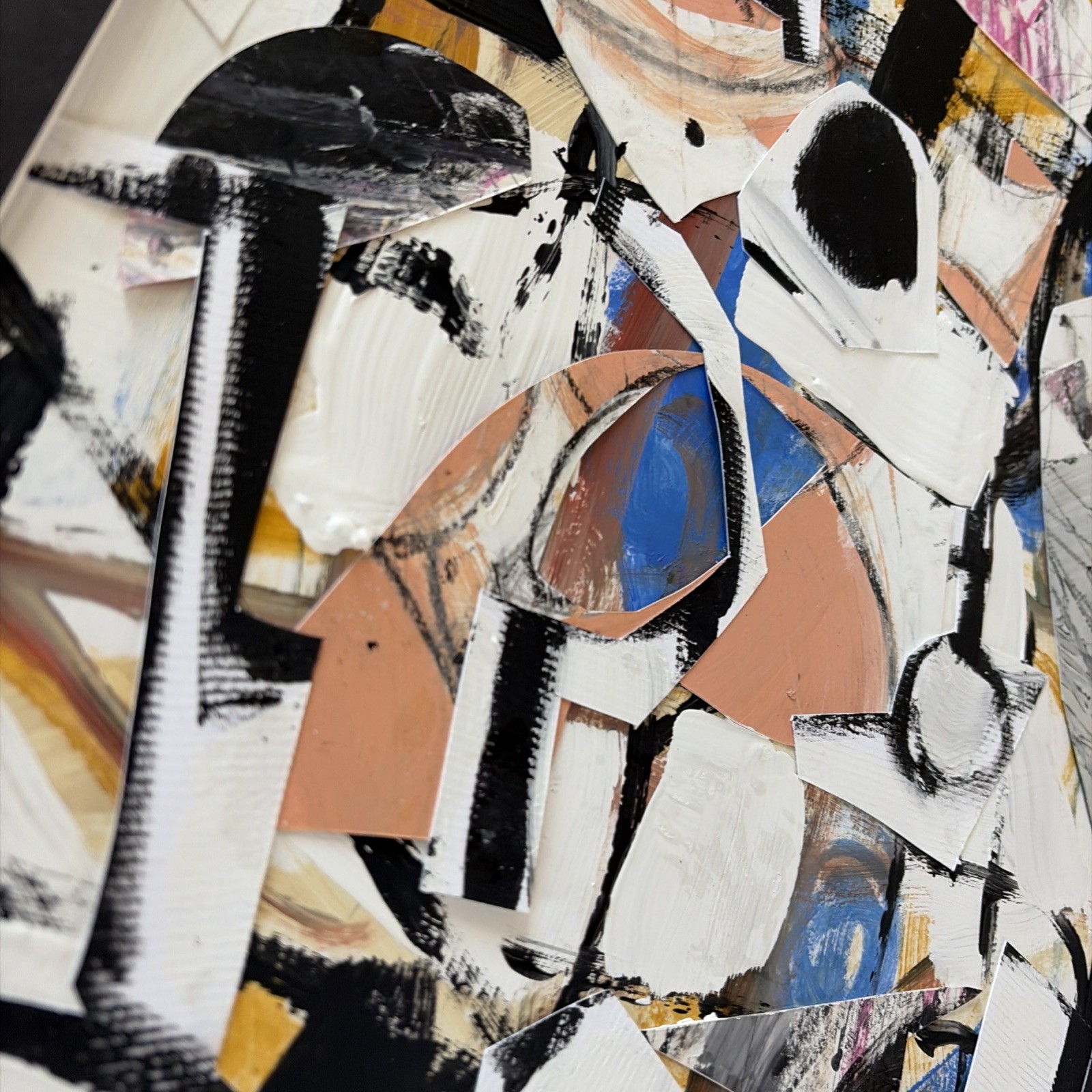 Beto Mejia Original Modernist Abstract Expressionist Art Painting Collage
