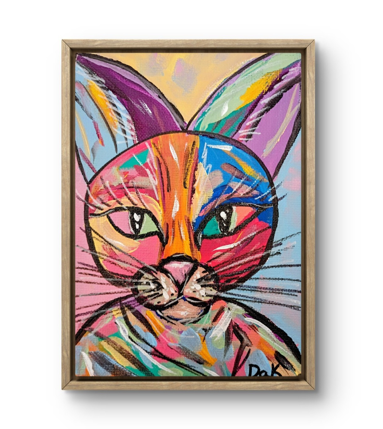 Bold Cat 5×7 Canvas Original Art Expressionism Abstract Colorful Cubism Animals