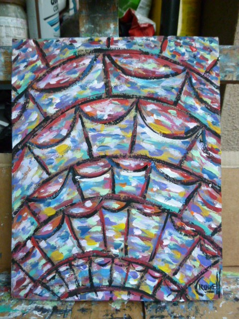 THE FINAL CURTAIN 8×10 oil painting card panel panel original art signed Crowell