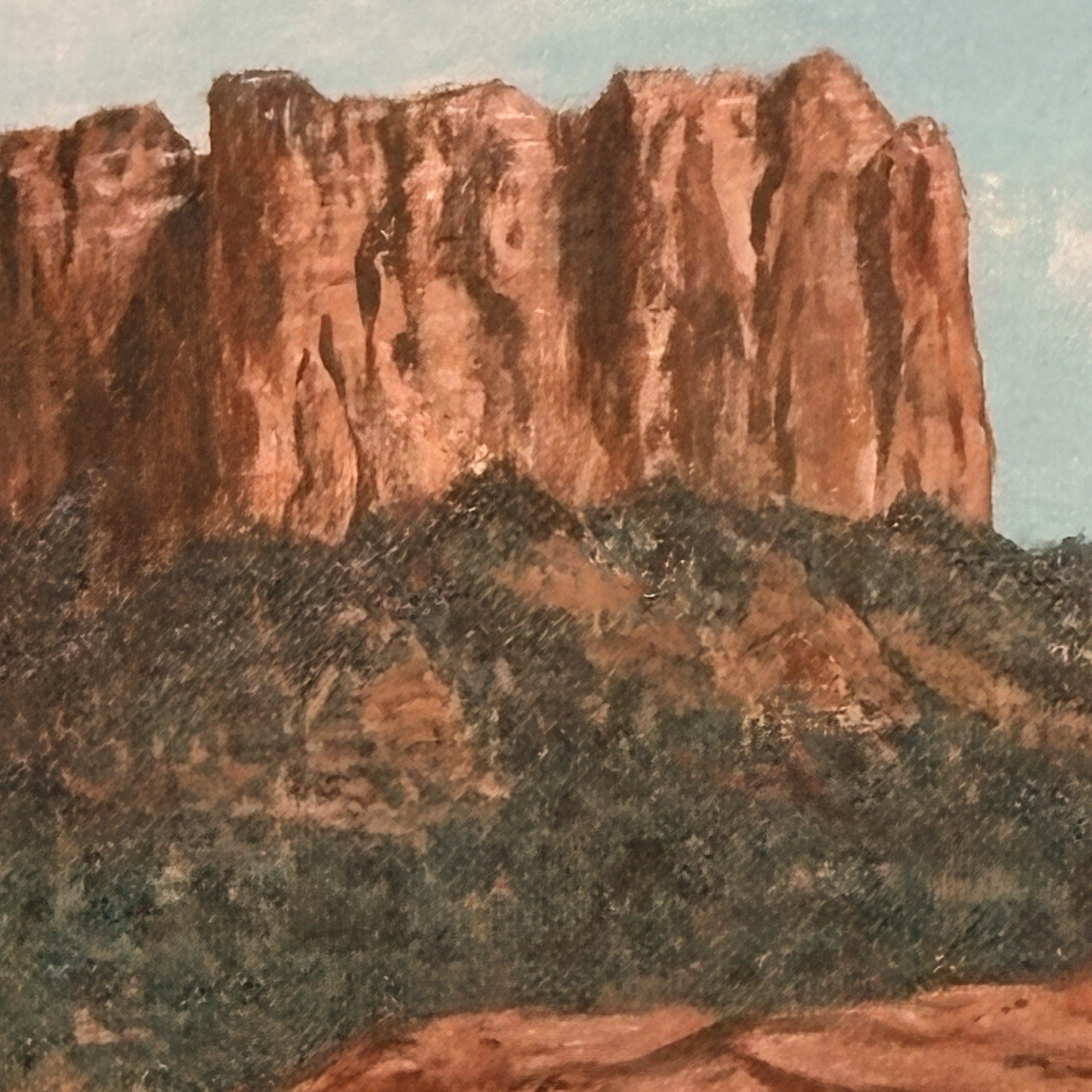Original Vintage Cathedral Rock Sedona Arizona Landscape Painting Signed Framed