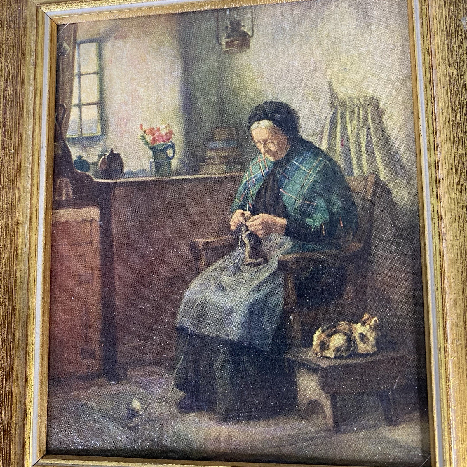 Granny’s Corner by H.J. Dobson 7 1/2” x 6 1/2” Framed Small Gallery Wall Cat