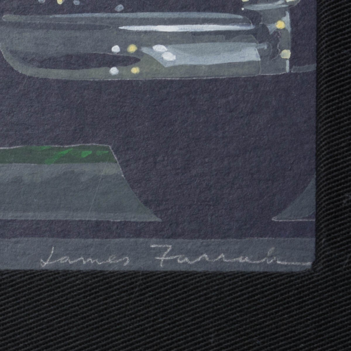 Original James Farrah Car Painting Packard Mercury Black 15-3/8″ x 12-1/8 Framed