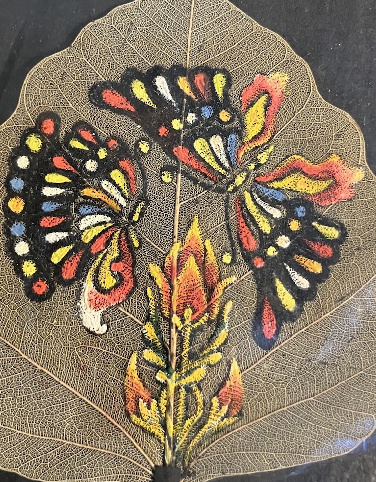 HAND PAINTED LEAF ART – Butterfly Painted On A Peepal Leaf